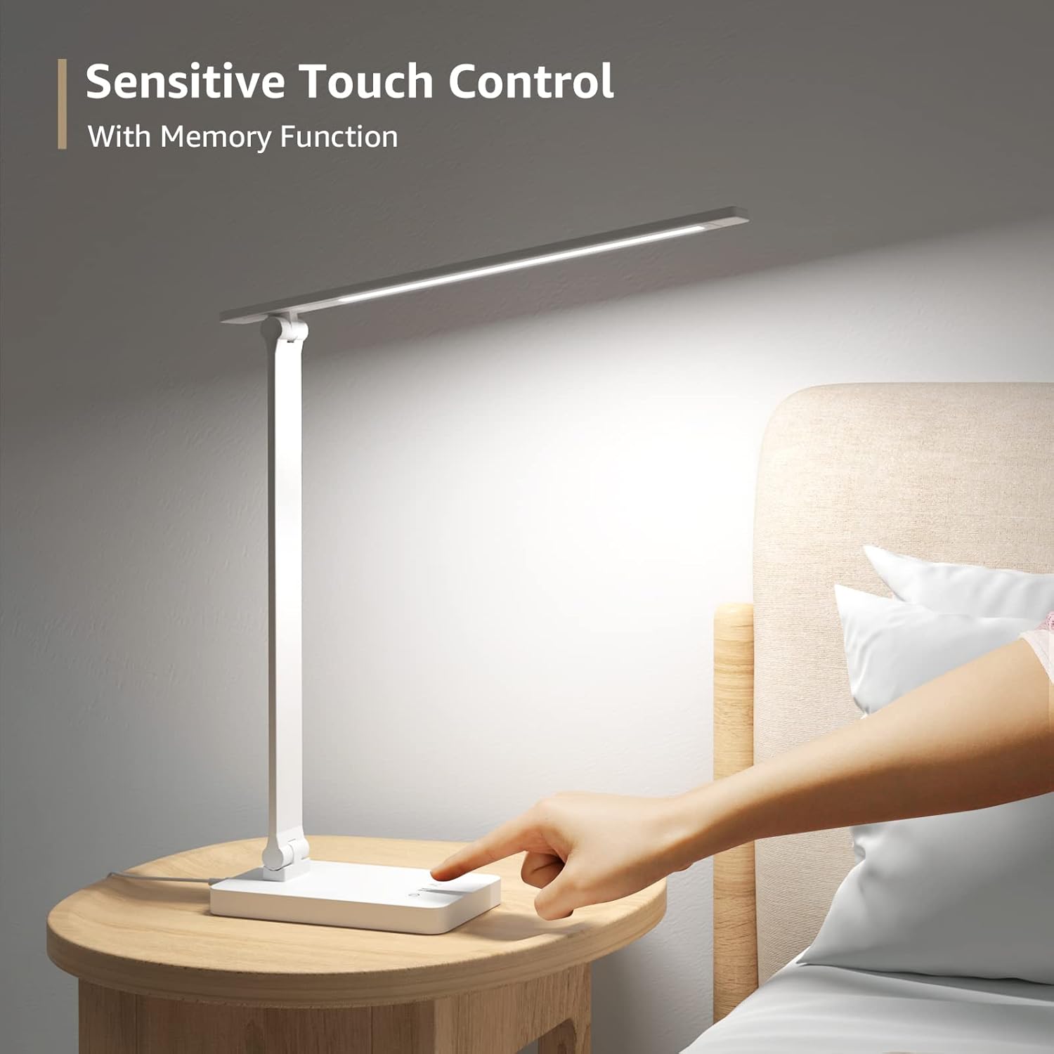 Lepro LED-Schreibtischlampe 15 W, dimmbare Tischlampe 655 lm mit 3 Farbmodi & 5 Helligkeitsstufen, USB-Anschluss, Augenschutz-Leselampe für Büro, Arbeitszimmer, Nachttisch & Lesen, Weiß (2 Stück) – Bild 3