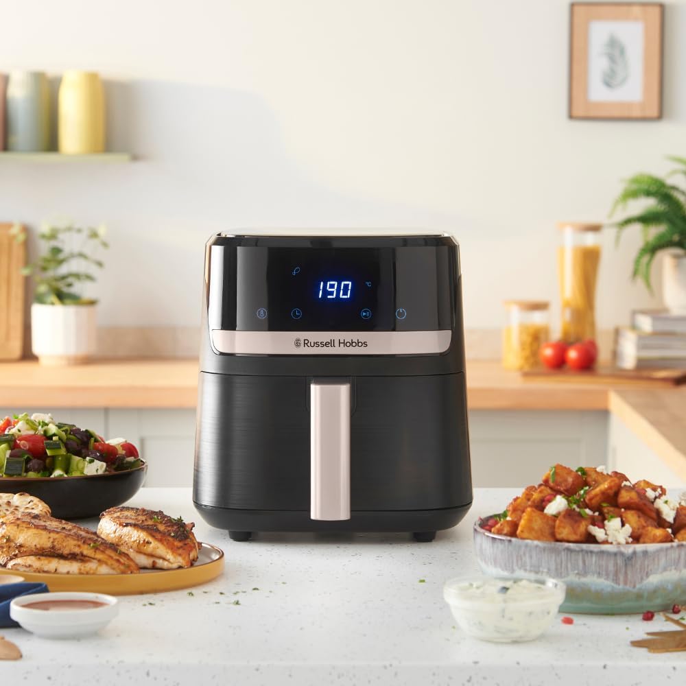 Russell Hobbs SatisFry 27610-56 Heißluftfritteuse L, 4,3 l, Rapid AirFryer (sehr kleines Gehäuse, sehr leise, 9 Programme), spülmaschinenfest, Fritteuse ohne Öl, Touchscreen, Grillen, Backen, Braten usw – Bild 10