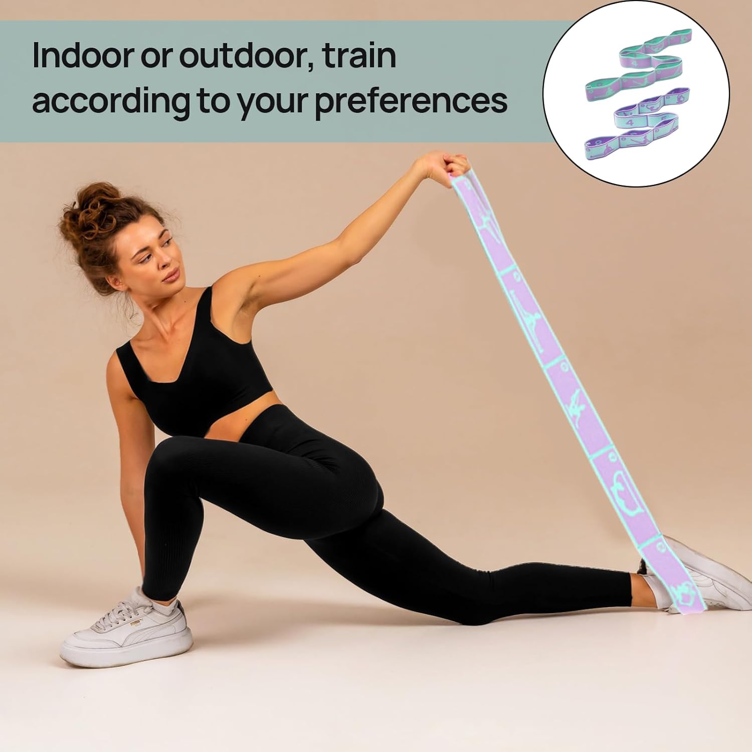 2 Stück 8-Loop-Widerstandsbänder, Yoga-Gurt, für effektives Dehnen und Yoga-Training, Fitnessband, Stretchband und Gymnastikband in einem, ideal für Yoga-Begeisterte und Sportler – Bild 4