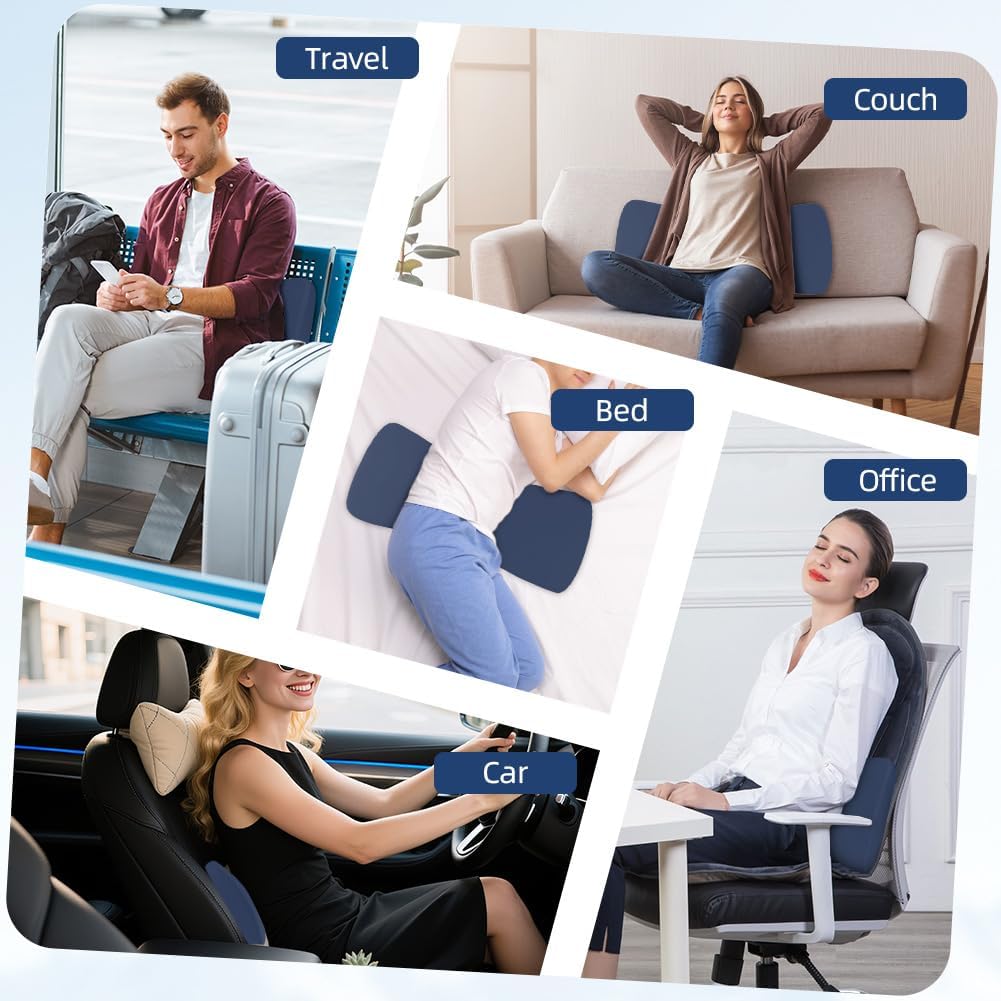 HOTUT Lendenwirbelstützkissen, orthopädisches Memory-Schaum-Lendenkissen, Lendenkissen zum Schlafen für Bett, Sofa, Stuhl, Auto und Bürostuhl (Dunkelblau) – Bild 7