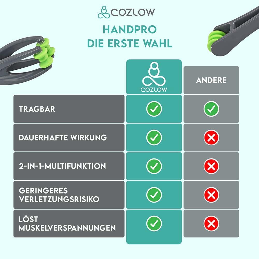 Cozlow Hand- und Fingermassagegerät, doppelseitiger Massageroller für Arthritis und Karpaltunneltherapie, Druckpunktmassagegerät zur Linderung von Fingerschmerzen – Bild 5