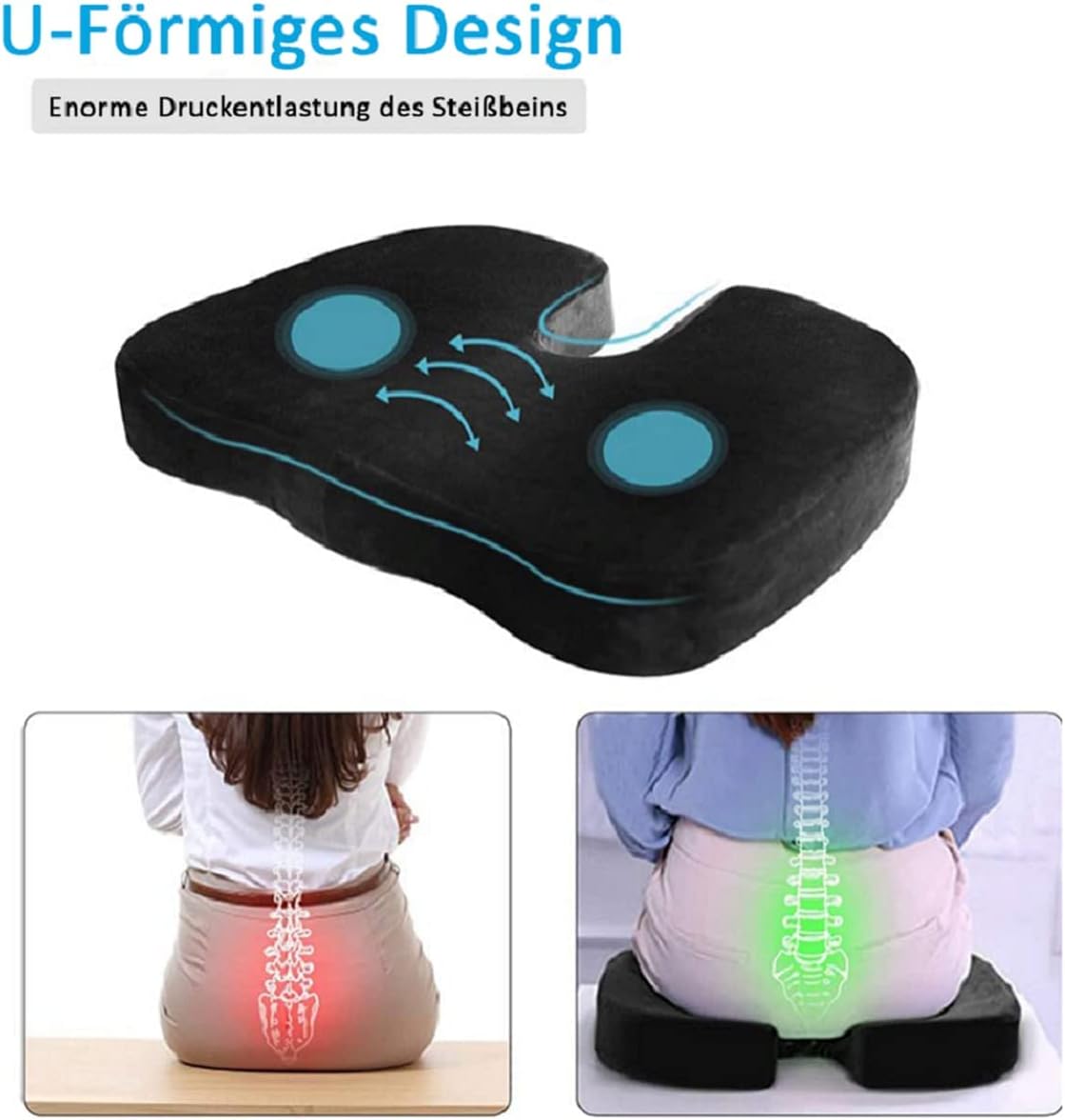 Sitzkissen für Stuhl – orthopädisch – ergonomisches Kissen, gerade Rückenlehne, Bürostuhl, Outdoor-Sitzkissen, Schwangerschaft, Rückenschmerzen, Kissen, orthopädisches Kissen, NaturPur L – Bild 8