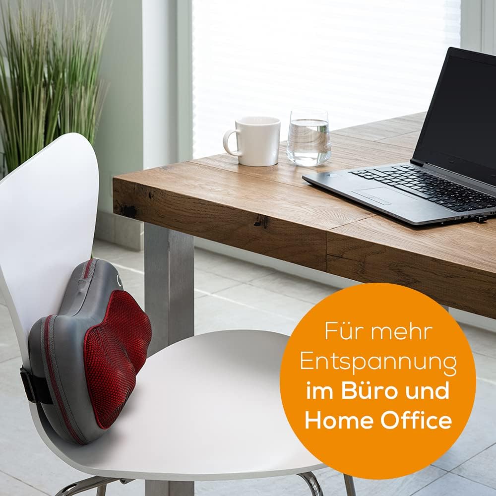 Beurer MG 149 Rücken-Nacken-Massagegerät für entspannende Shiatsu-Massage, zwei Richtungen, Heizfunktion, 4 Massageköpfe, grau/rot – Bild 3