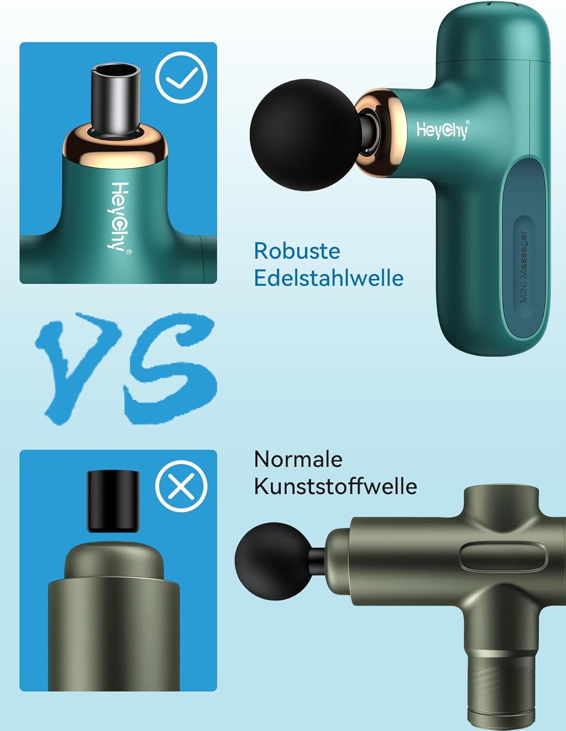 HEYCHY Mini-Massagepistole, Percussion-Tiefengewebe-Massagegerät, Reise-Massagepistole, kompaktes Sport-Massagegerät, tragbares Handmassagegerät für Büro, Zuhause und Sportler – Bild 7