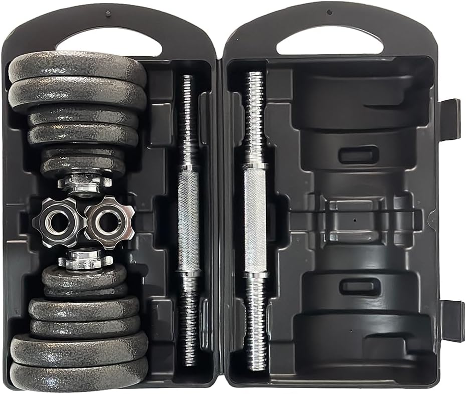 SPORTINATOR® Hantelset „Machine“ 20 kg mit Koffer – Effektives Ganzkörpertraining zu Hause oder unterwegs. Hochwertiges Gusseisen und legierter Stahl für maximale Haltbarkeit – Bild 2