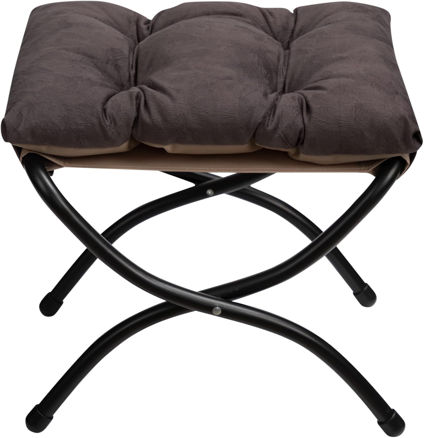 HollyHOME Fußhocker, klappbar, Fußstütze, Fußstütze, faltbarer Hocker mit Metallbeinen, Fußhocker mit abnehmbarem, gepolstertem Sitz, für drinnen und draußen, Graubraun