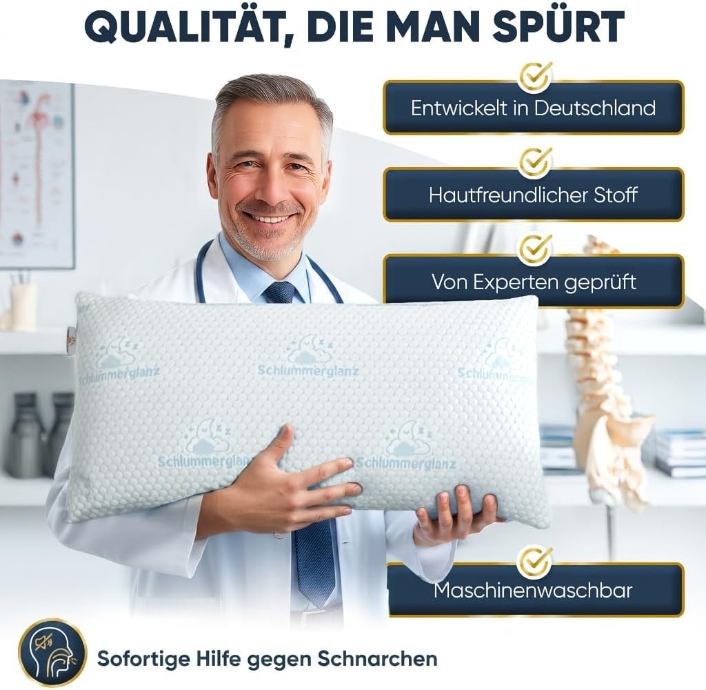 Nackenkissen aus Memory-Schaum – Kissen 40 x 80 cm höhenverstellbar – Ergonomisches orthopädisches Kissen für Nackenschmerzen, Rücken- und Seitenschläfer – Premium-Füllung, Anti-Schnarchen – Finden Sie die richtige Höhe – Bild 6