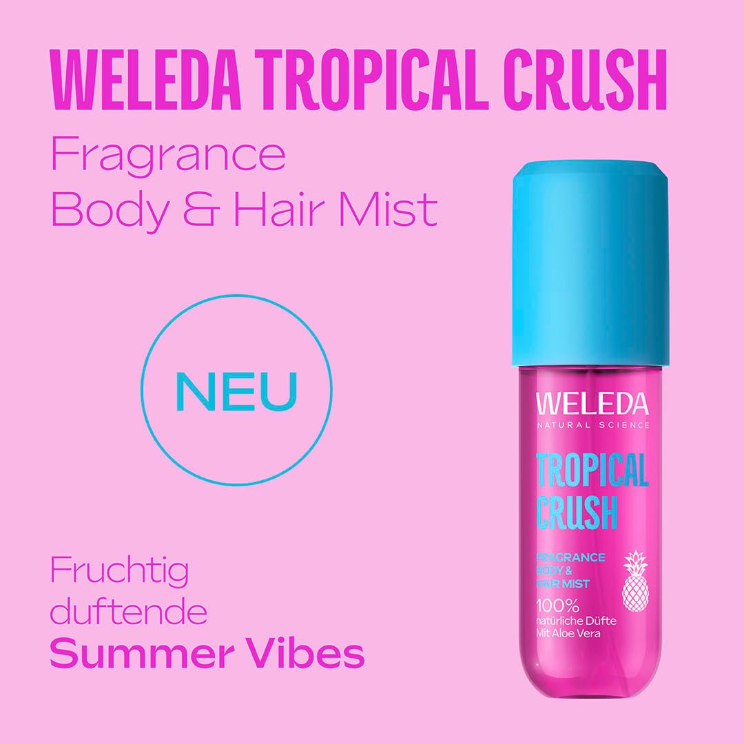 WELEDA Organic Fragrance Body & Hair Mist Tropical Crush – Naturkosmetik Körperspray/Körperspray mit Mango-, Himbeer- & Ananasduft, erfrischt Haut & Haare (vegan, 95 ml) – Bild 4