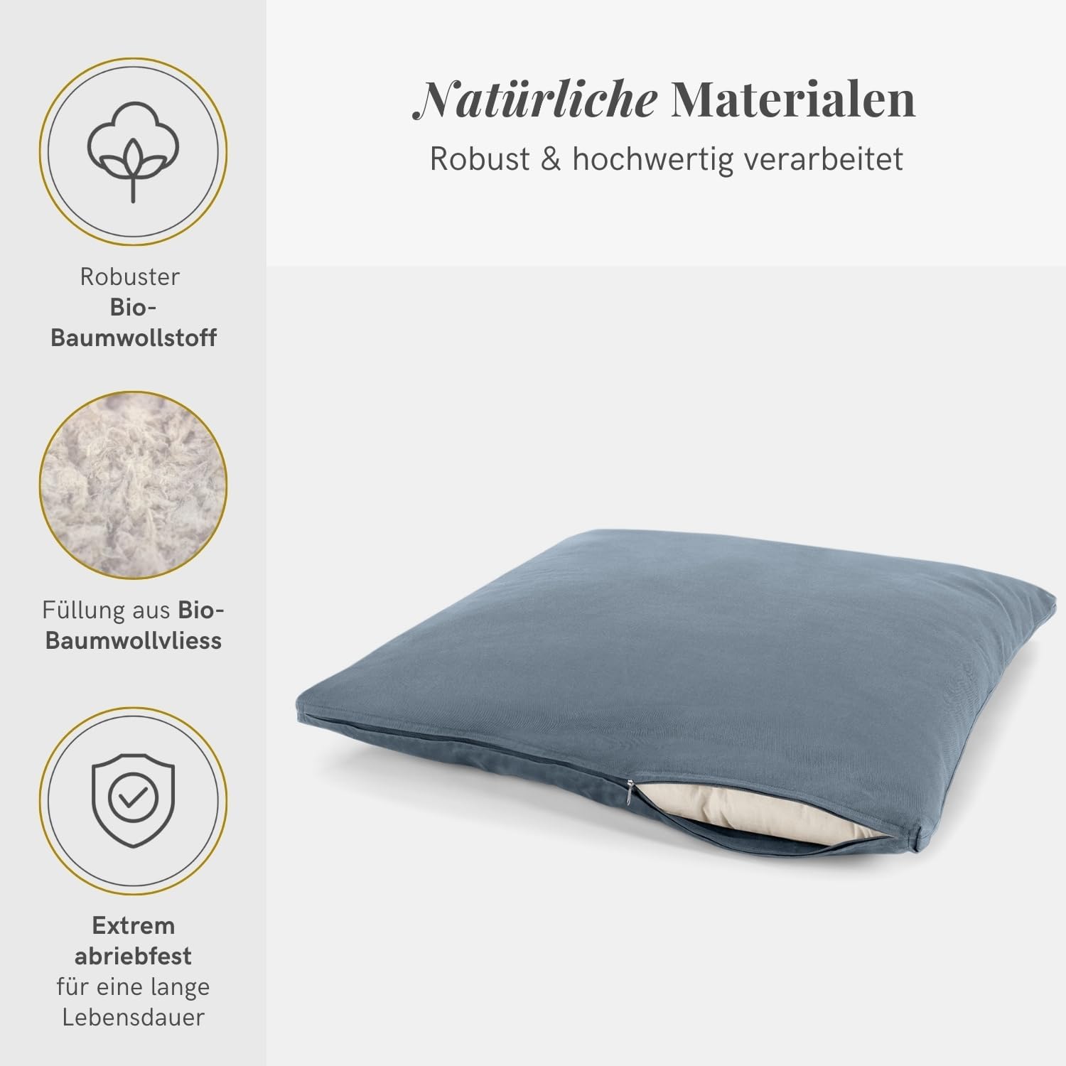 Lotuscrafts Zabuton Deluxe Meditationsmatte – extra dick – Meditationskissenunterlage für entspannte Meditation – waschbarer Bezug aus 100 % Baumwolle – GOTS-zertifiziert – Bild 3
