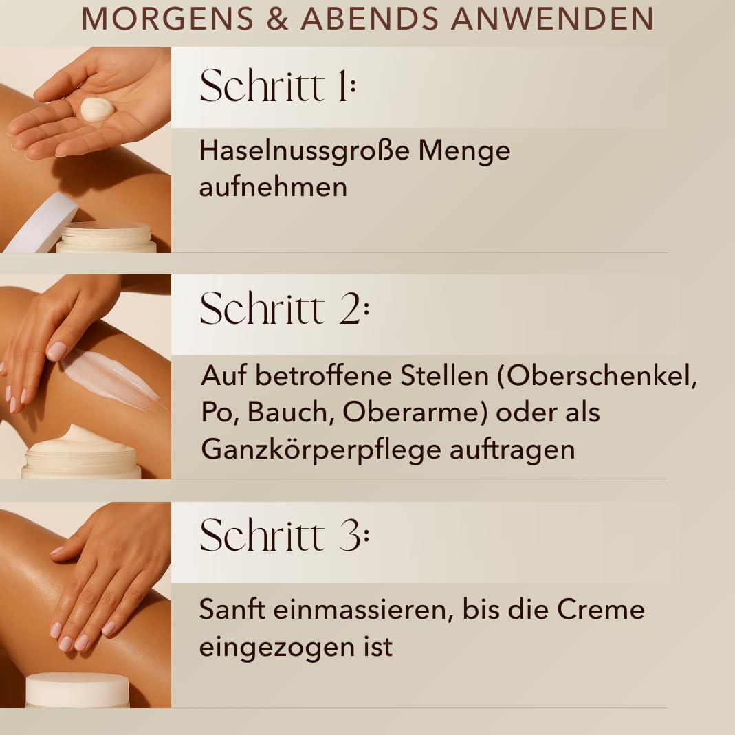 mellow NOIR Body Contour Cream 200 ml – Körpercreme gegen Cellulite und schlaffe Haut – für straffe Konturen an Bauch, Beinen und Oberarmen – zieht schnell ein, ohne zu fetten – Naturkosmetik – vegan – Bild 3