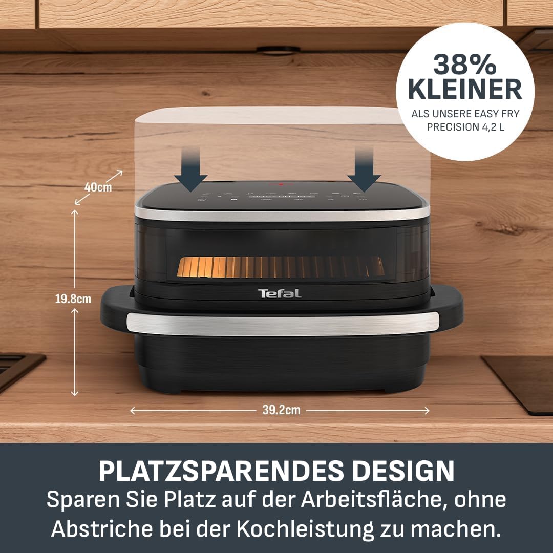 Tefal Easy Fry XL Oberflächen-Heißluftfritteuse – Airfryer mit Sichtfenster und XL-Kochfläche (bis zu 1 kg), digitales Bedienfeld, extra knusprig, energieeffizient und schnell, antihaftbeschichtet, kompakt, Pizzaofen FW4018 – Bild 5