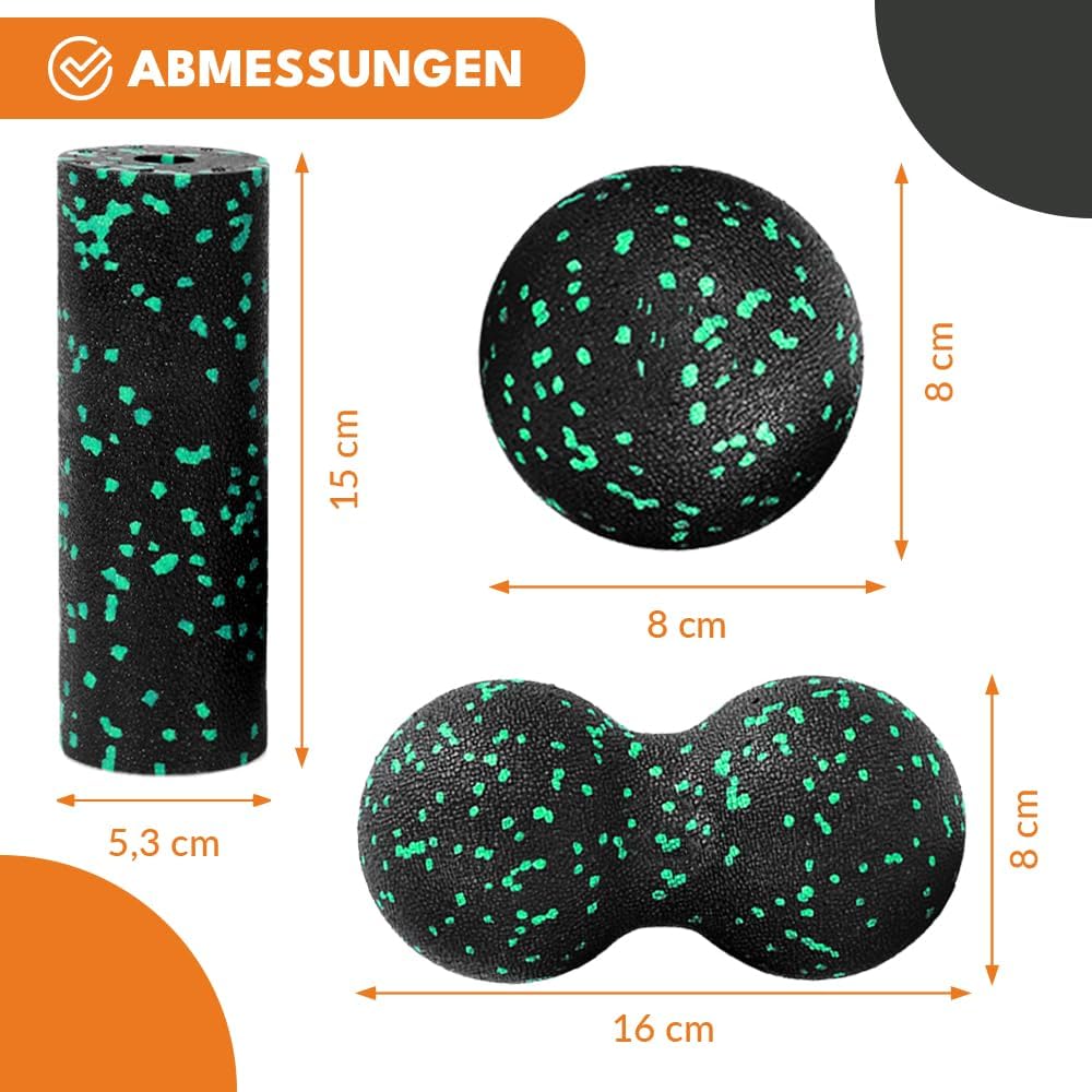 KRUMAD Faszienrollen 3er Set, Faszienrollen, Duoball & Massageball aus EPP, Massageset für Rücken, Wirbelsäule, Nacken, Beine & Füße, Faszienball für Triggerpunkte, Yoga, Gymnastik, Fitnessrolle – Bild 2