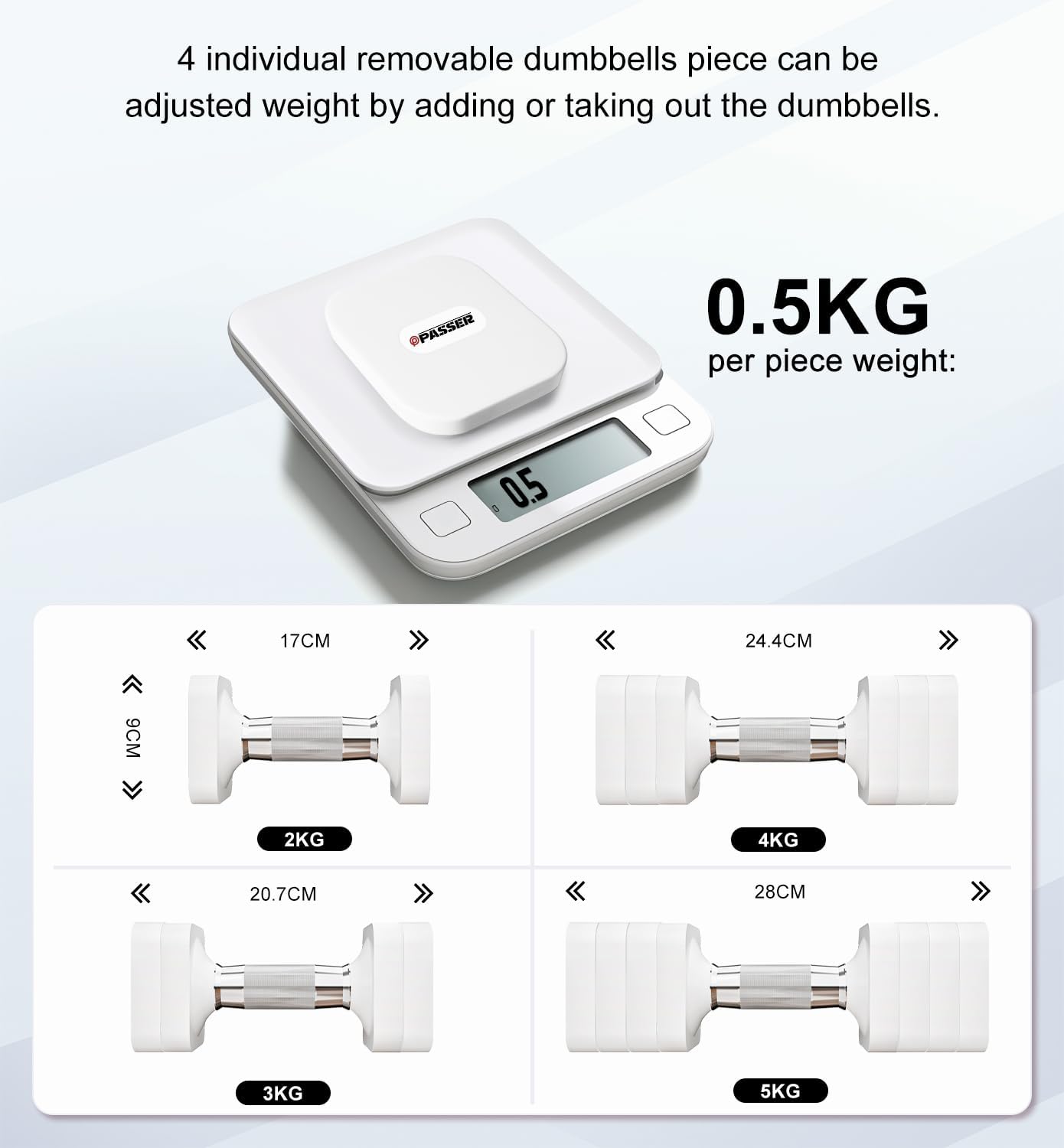 10 kg Hanteln verstellbar, 4-in-1 Hanteln verstellbar für Damen Herren, Hantel-Set, Hantel-Set für Zuhause, Fitnessstudio, Training, Krafttraining, Workout – Bild 2