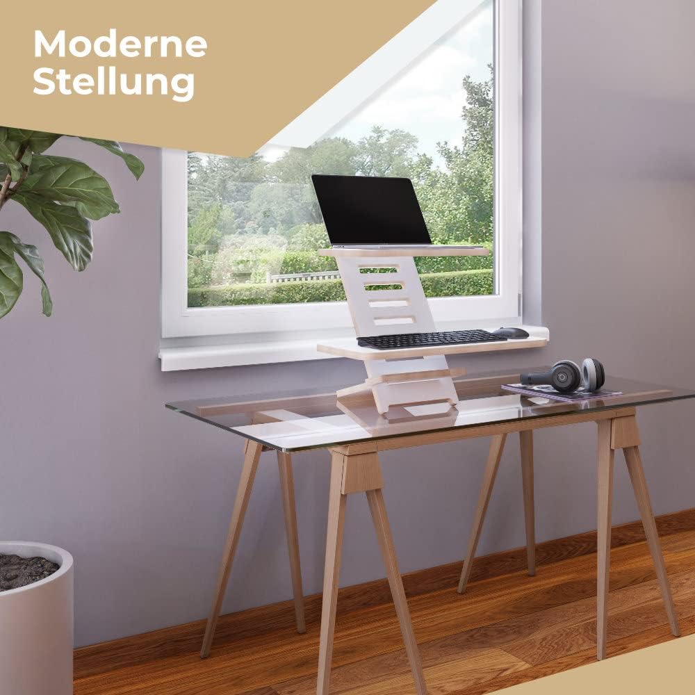 Stehpult-Aufsatz, Stehpult, Holz-Stehpult, Laptop-Ständer, Ständer, Stehtisch-Aufsatz, Rednerpult, Schreibtisch-Aufsatz, Stehpult, höhenverstellbar, hergestellt in der EU (weiß) – Bild 5