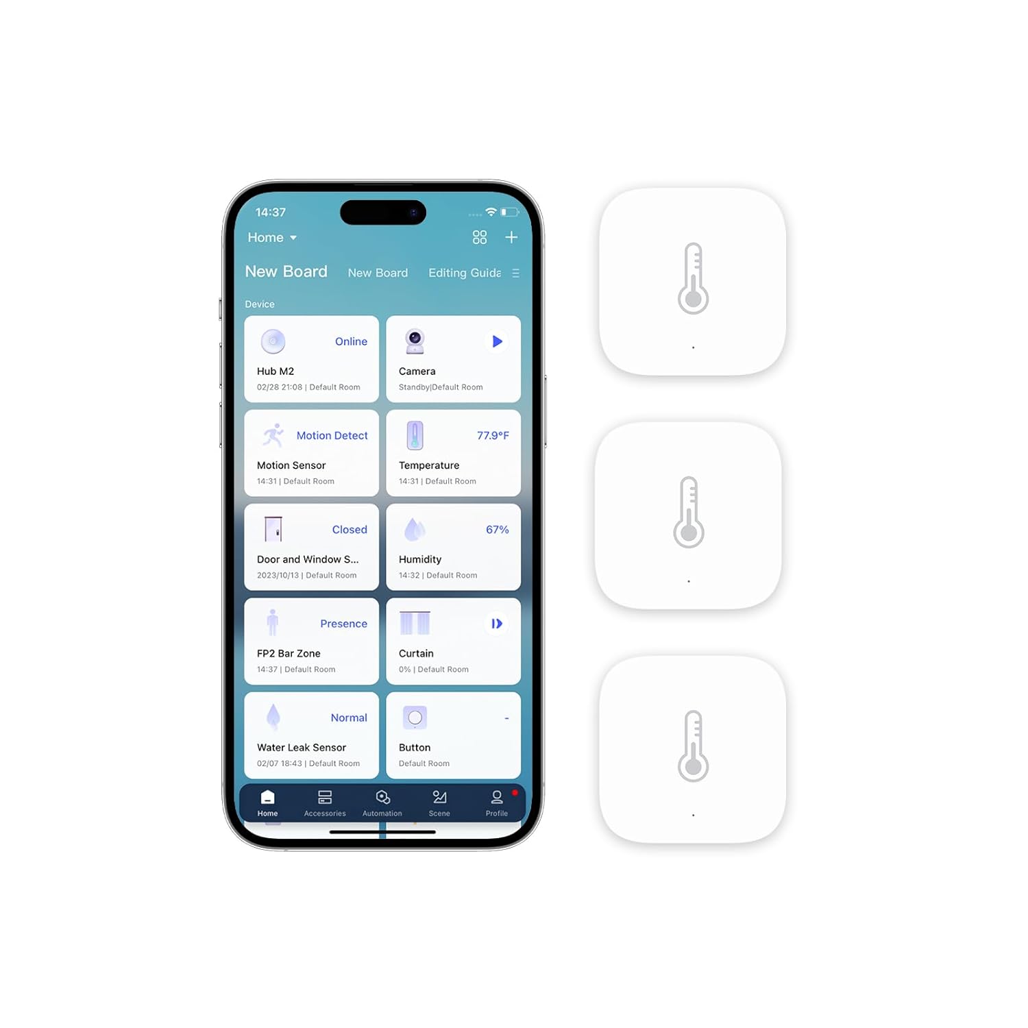 Aqara Zigbee Temperatursensor, Luftfeuchtigkeitsmesser, 3 Stück, Innenthermometer-Hygrometer mit Benachrichtigungsalarm, Datenspeicherung, erfordert Aqara Hub, kompatibel mit Apple HomeKit, Alexa