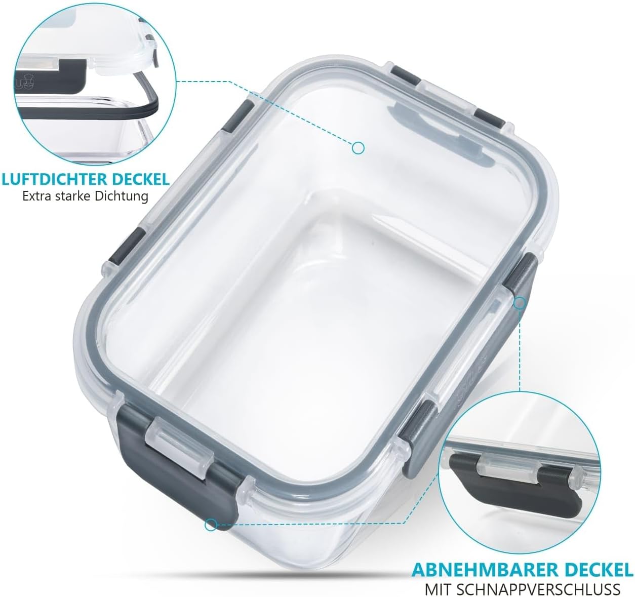 Igluu Meal Prep Frischhaltedosen aus Glas mit BPA-freien Deckeln (12 Stück) – mikrowellen-, ofen-, gefrierschrank-, spülmaschinenfest, auslaufsicher – verschiedene Größen – langlebiges Borosilikatglas – Bild 4