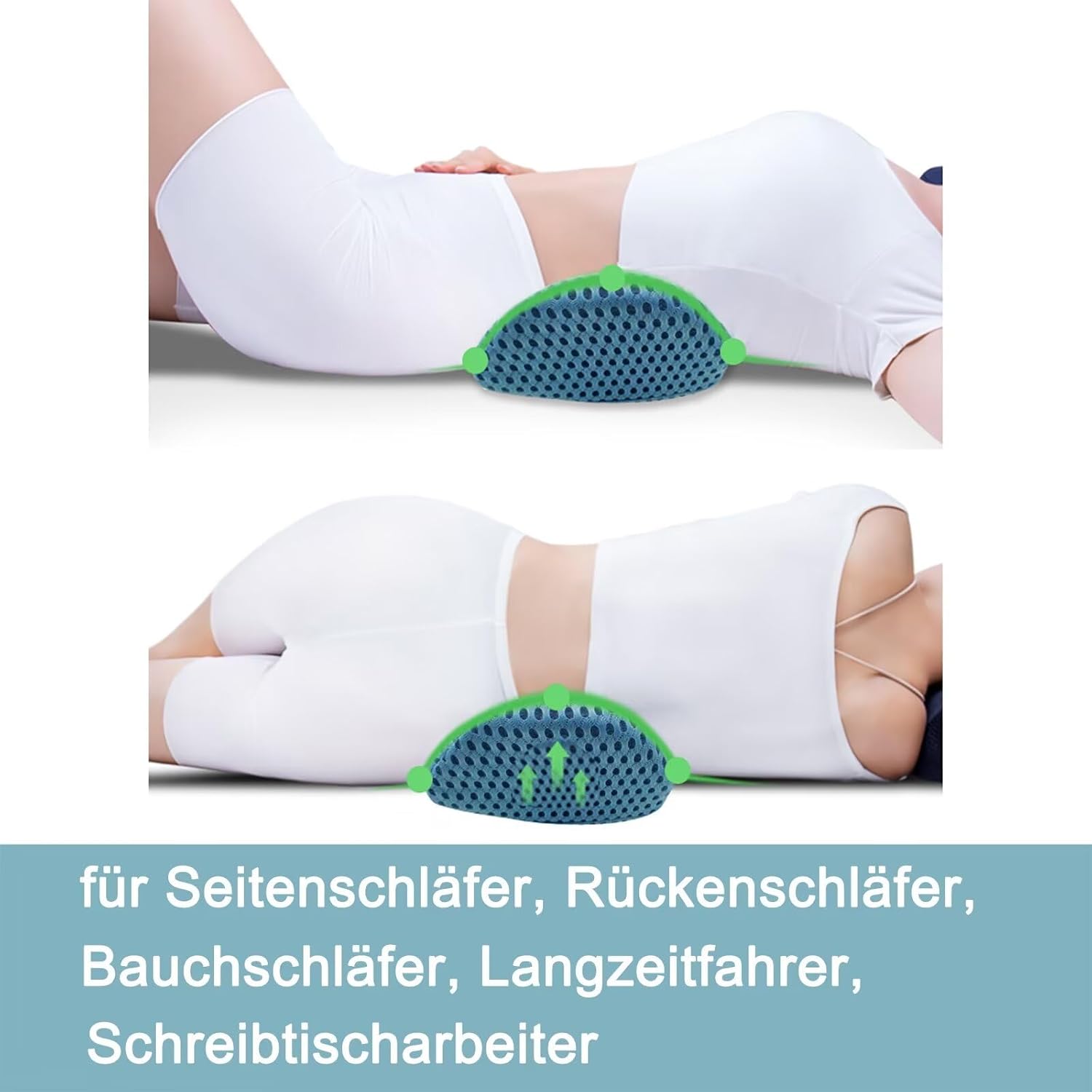 Lendenkissen, Ergonomisches Rückenkissen, Memory Foam Lendenkissen Auto, Komfort Rückenstützkissen zur Druckentlastung, Rückenkissen für Bett/Stuhl/Autositz/Bürostuhl (Blau) – Bild 4