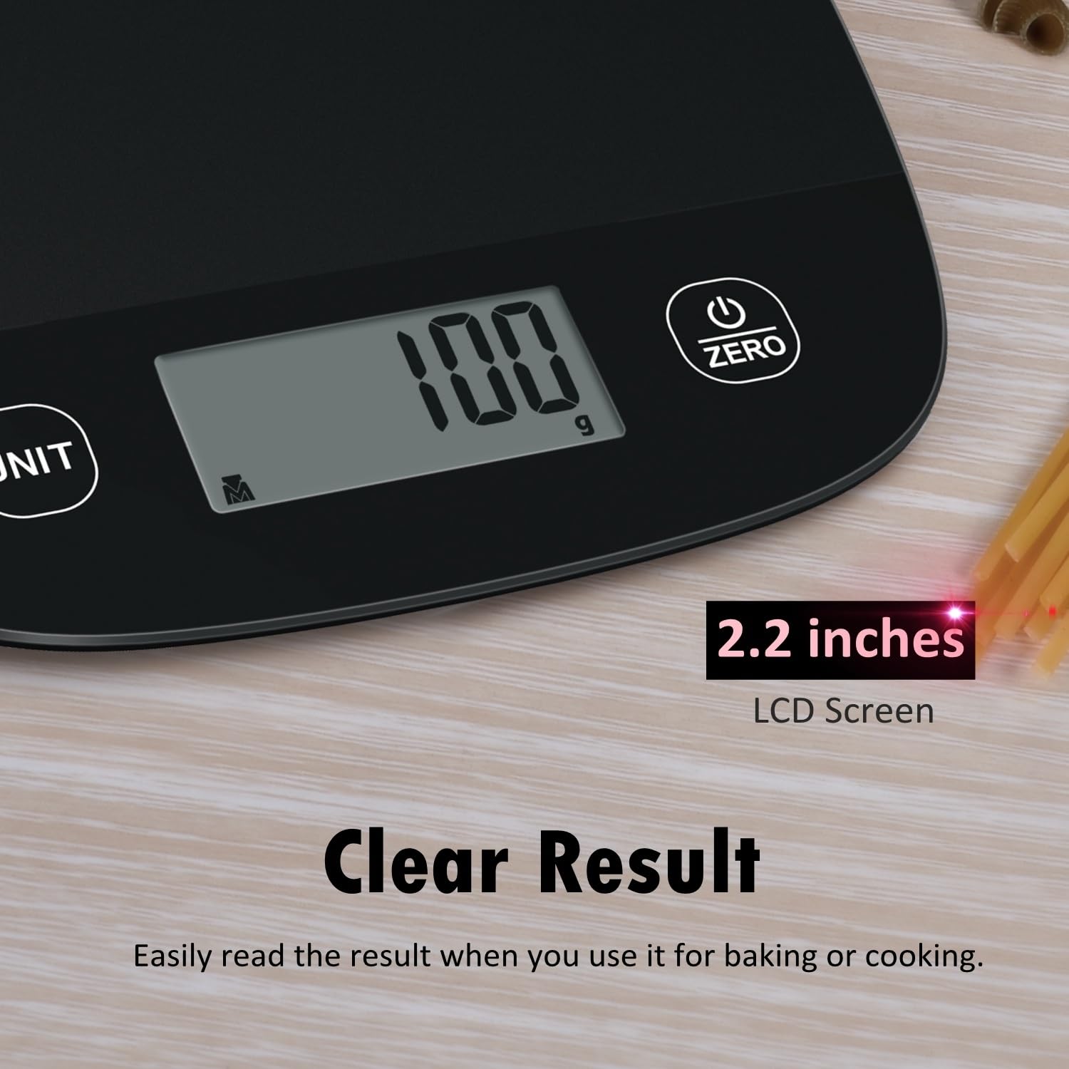 NUTRI FIT Digitale Küchenwaage, ultradünn, elektronische Multifunktions-Küchenwaage, großes Display, Kunststoffplattform, 5 kg, Schwarz – Bild 4