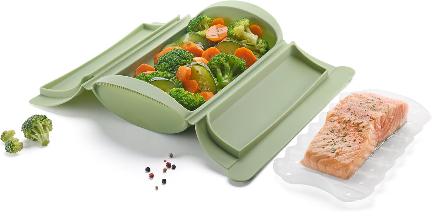 Lékué Silikon-Dampfgarer mit Ablage für 1,2 Portionen – Bild 9