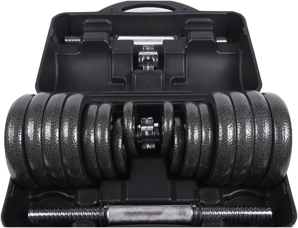 SPORTINATOR® Hantelset „Machine“ 20 kg mit Koffer – Effektives Ganzkörpertraining zu Hause oder unterwegs. Hochwertiges Gusseisen und legierter Stahl für maximale Haltbarkeit – Bild 2