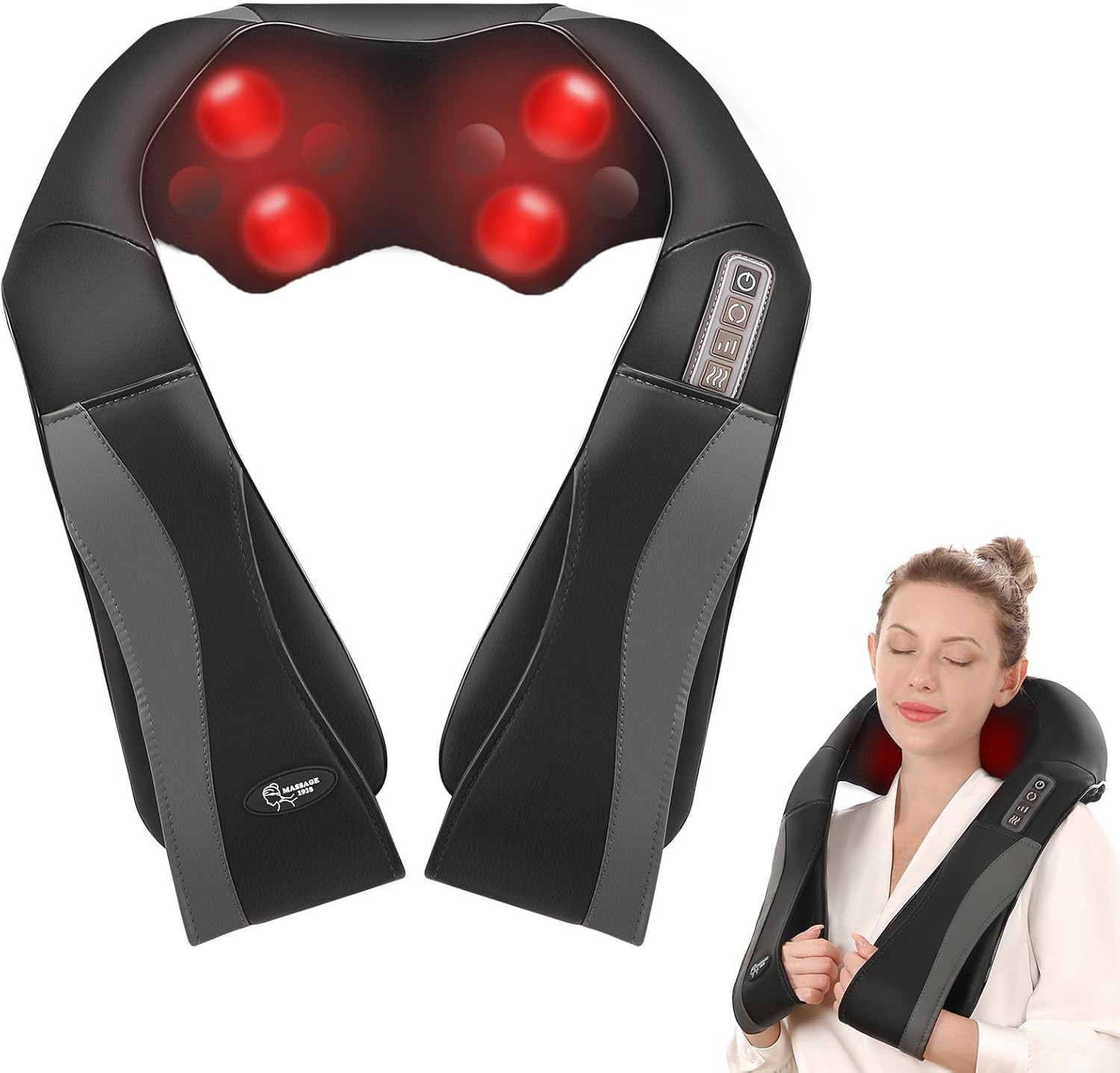 Nackenmassagegerät Schulter mit Wärme, elektrisches Rückenmassagegerät mit 3D-Rotationsmassage und einstellbaren Geschwindigkeiten für das Home Office