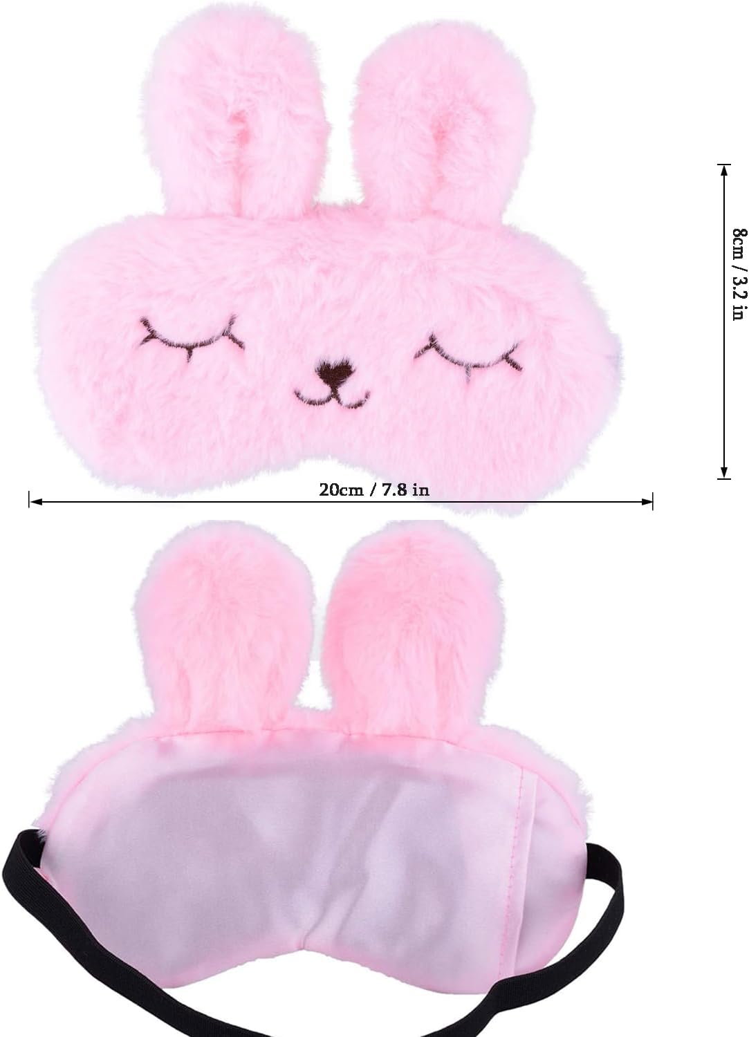 Ulife Mall Lustige 3D-Schlafmaske mit niedlichem Kaninchen, Plüsch-Schlafmaske, Augenbinde zum Schlafen, Reisen, Augenmaske mit verstellbarem Gummiband, Schlafmasken, Augenabdeckung für Kinder, Mädchen, Jungen, Frauen, Rosa – Bild 2