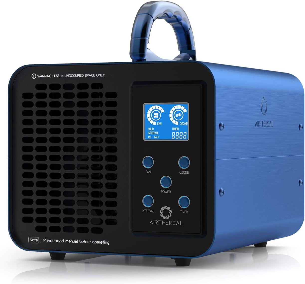 Airthereal MA10K-PRODIGI Digitales Ozongerät, leistungsstarker O3-Ozongenerator zur Geruchsentfernung, Luftionisator und Desodorierer für große Räume, Autos und Rauch, mit Timer, Blau