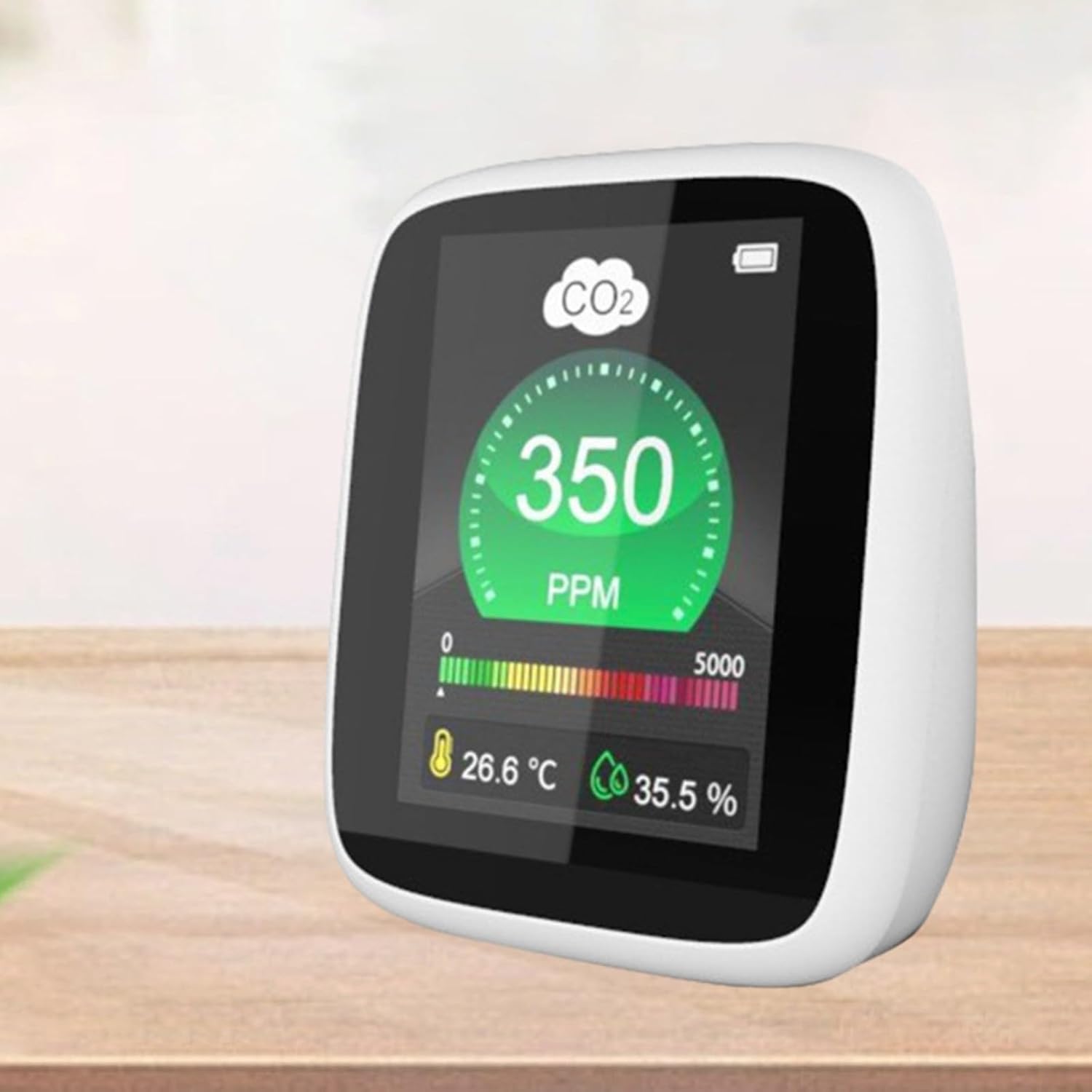 Tragbarer 3-in-1-CO2-Detektor mit NDIR-Sensor, Echtzeit-Luftqualitätsüberwachung für Temperatur/Luftfeuchtigkeit (70 x 80 x 35 mm, einstellbarer Alarm, USB-betrieben) für Zuhause/Reisen/Auto – Bild 8