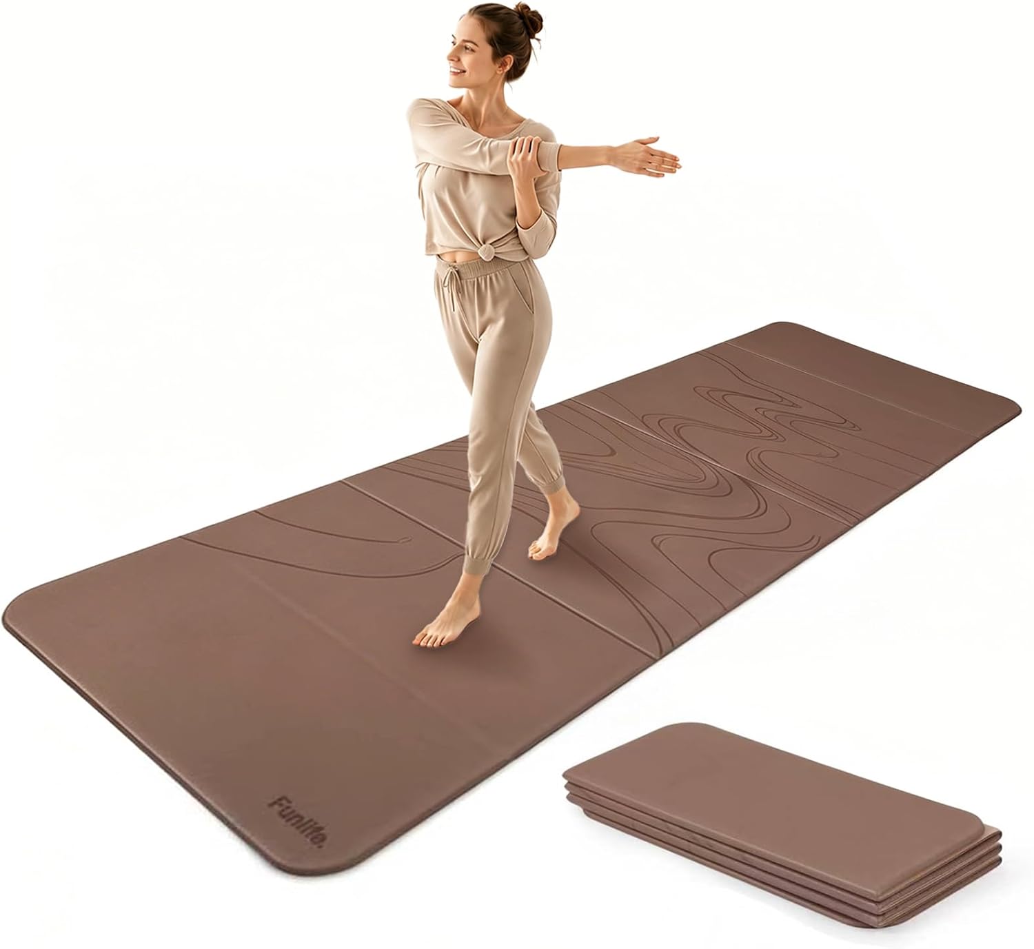 FunLife faltbare Yogamatte 10 mm – extra dicke Fitnessmatte für Yoga, Pilates & Gymnastik, rutschfeste Trainingsmatte, platzsparend, faltbar, für drinnen und draußen