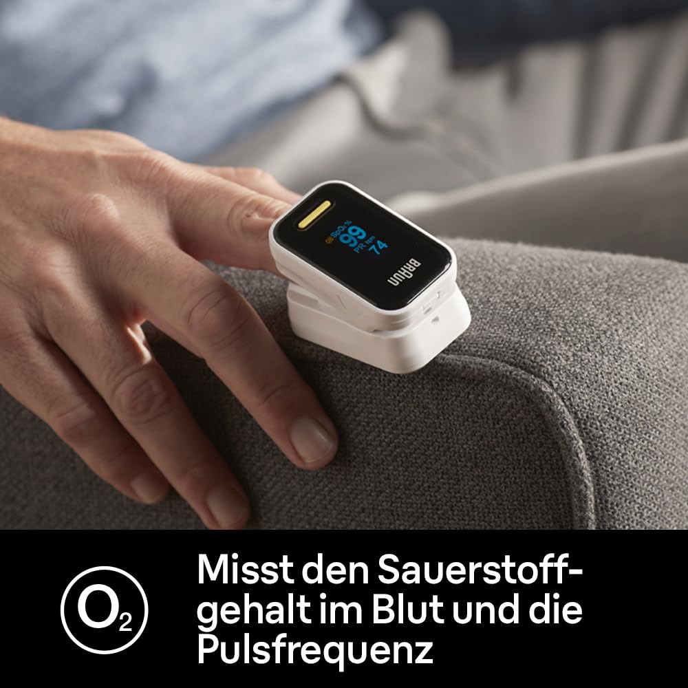 Braun Pulsoximeter 1 | Präzises Blutsauerstoffmessgerät | Einfach zu Hause zu verwenden | Für Patienten mit COPD, Lungenentzündung, Schlafapnoe | Ideal für Sportler | YK-81CEU – Bild 2