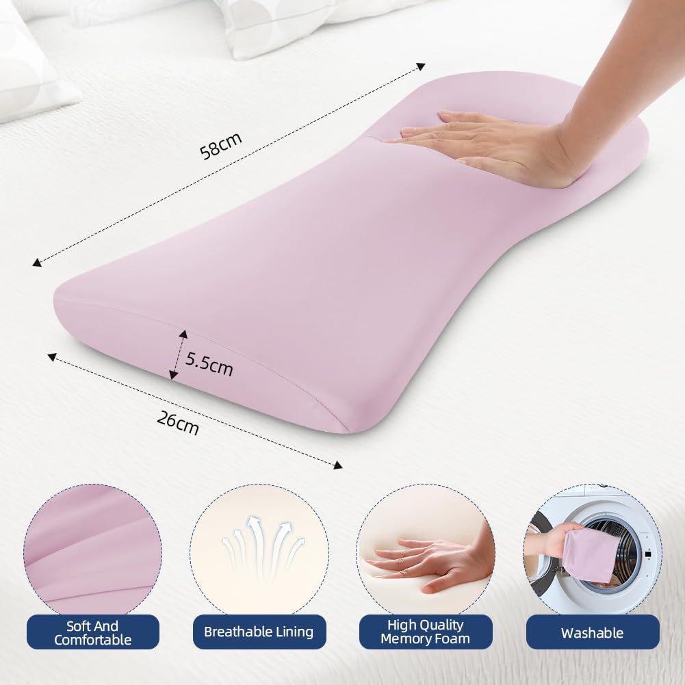HOTUT Lendenwirbelstützkissen, orthopädisches Memory-Schaum-Lendenkissen, Lendenkissen zum Schlafen für Bett, Sofa, Stuhl, Auto und Bürostuhl (Rosa) – Bild 2