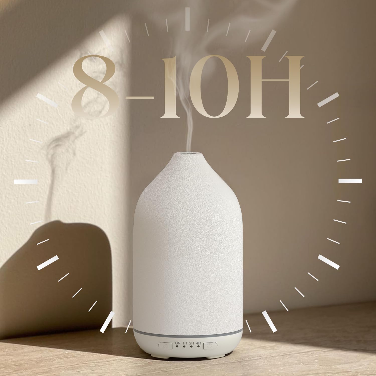 SALKING Aroma-Diffusor, Keramik-Diffusor für ätherische Öle – Duftöl-Duftdiffusor, Ultraschall, BPA-frei, mit einstellbarem Nebelmodus, automatische Abschaltung, leise, für Zuhause, Büro, Yoga, 200 ml, Weiß – Bild 7