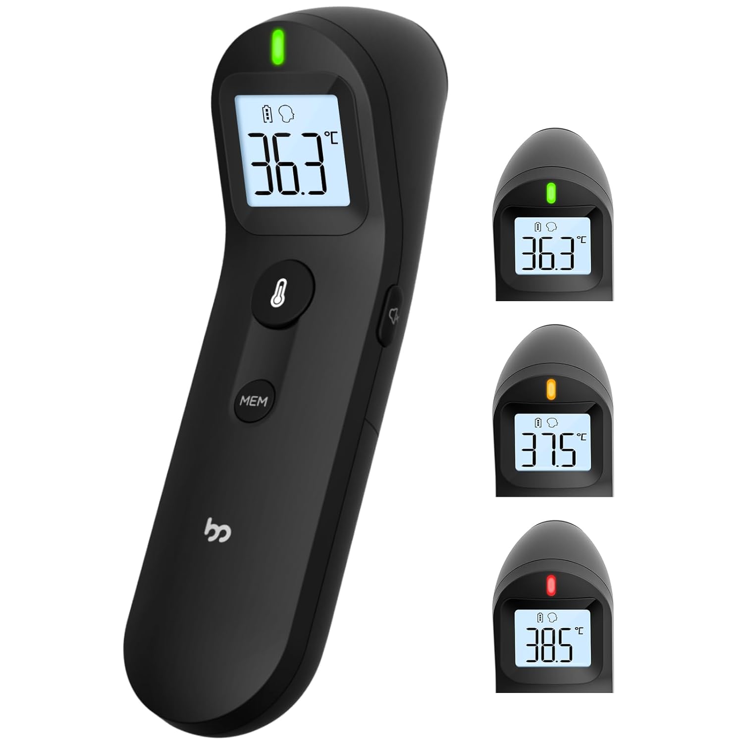 Kontaktloses Fieberthermometer für Babys und Erwachsene, digitales Stirnthermometer, Infrarot-Thermometer mit sofortiger, genauer Ablesung, Fieberalarm, Schwarz