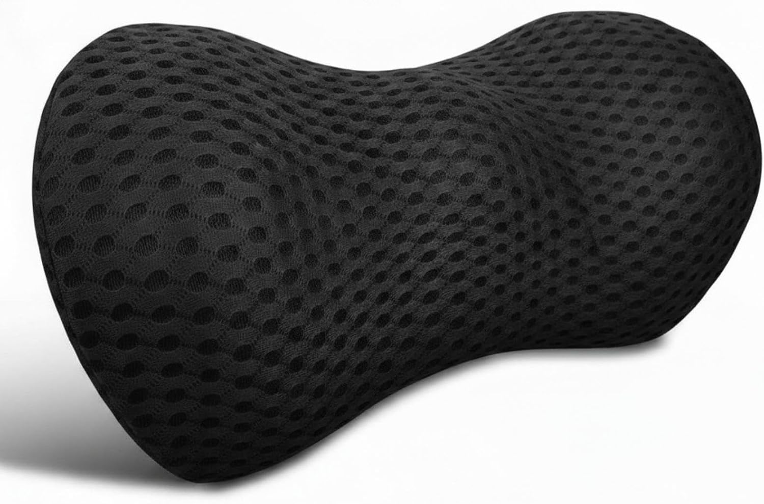 Ergonomisches Memory-Schaum-Lendenkissen, orthopädisches Rückenkissen für Bett, Bürostuhl und Auto, grau, mit Lordosenstütze und Steißbein-Entlastung (schwarz)