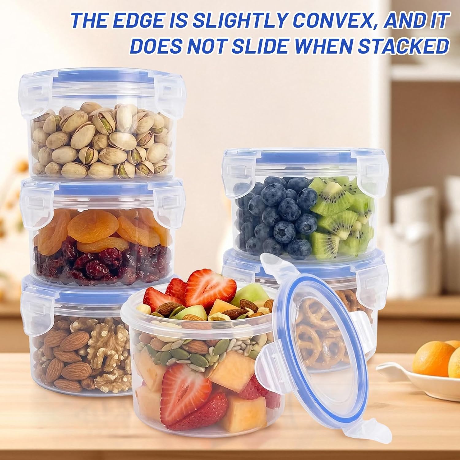 6 Stück 300ML Frischhaltedosen mit Deckel Rund Luftdicht, Plastikschüssel Auslaufsicher, Meal Prep Boxen, Dose Plastik Vorratsdosen, Behälter Gefrierboxen, Aufbewahrungsbox Küche – Bild 4