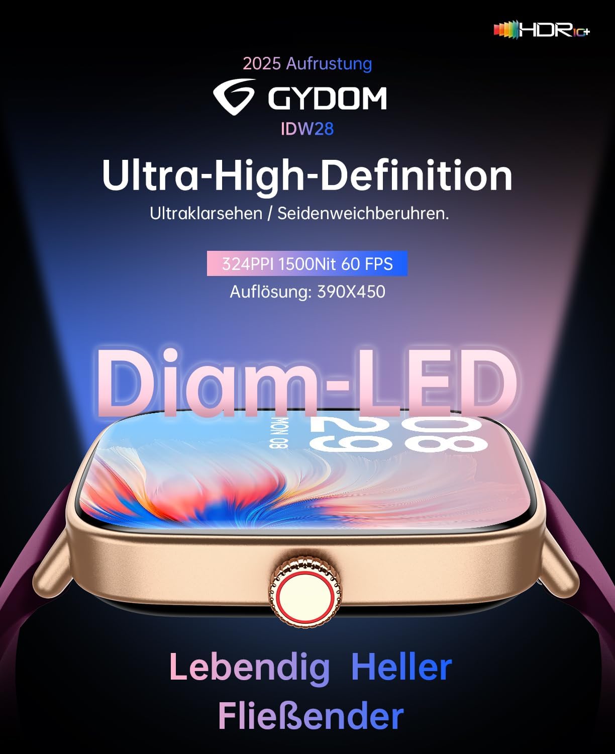 Damen Smartwatch mit Telefonfunktion 1,85 Zoll 2 Armbänder Fitnessuhr Fitnesstracker Herzfrequenz/SpO2/Schlaf/IP68 Wasserdicht Sportuhr Schrittzähleruhr für Samsung Android iOS Lila – Bild 6