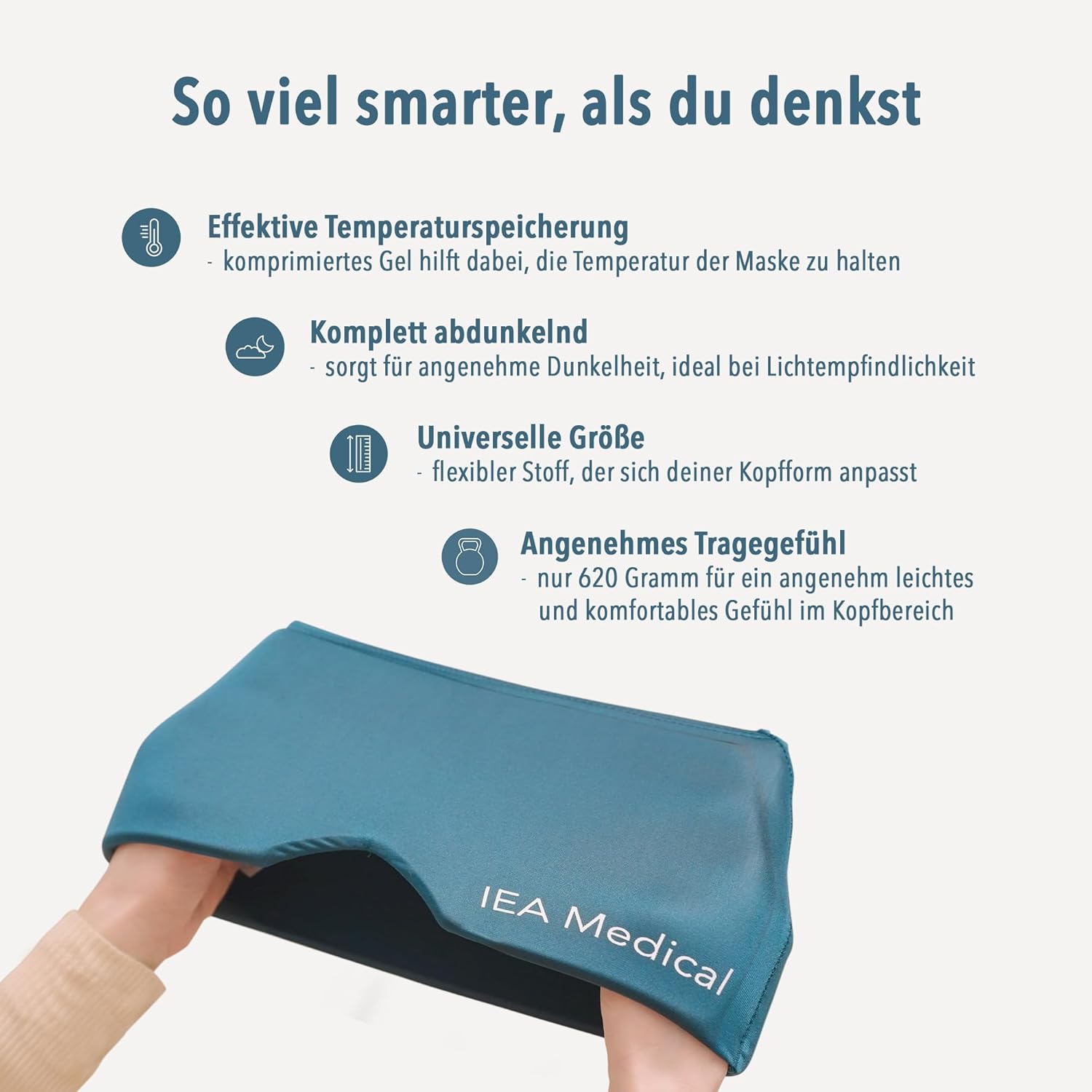 IEA Medical Migränemaske Doppelpack – 360° Gel Kühlmaske & Wärmemaske gegen Migräne, Einheitsgröße, Kopfschmerzmütze, Schlafmaske, kühlend, Kühlmütze Migräne, kühlende Kopfmaske – Bild 3