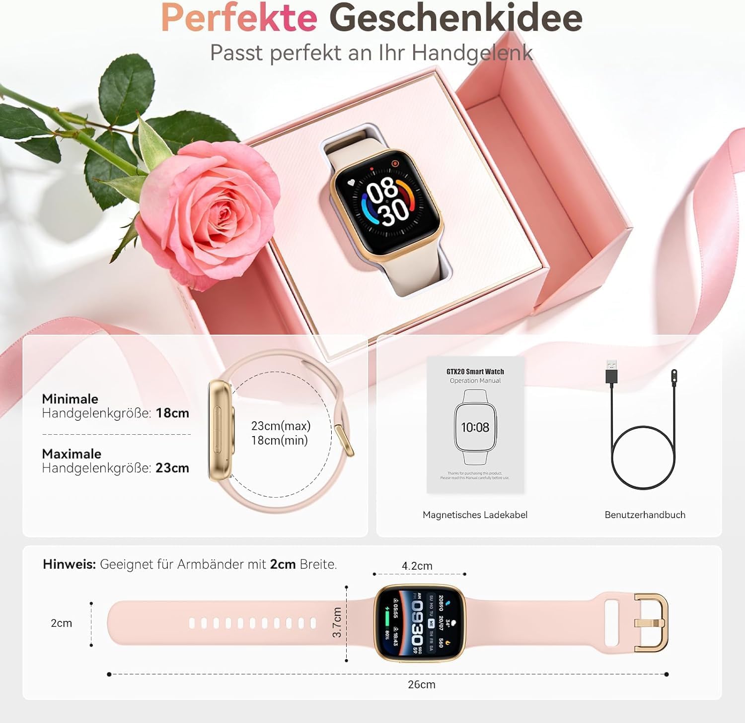 Smartwatch Damen Herren, 1,85 Zoll AMOLED-Touchscreen, Fitness-Tracker mit Bluetooth-Anrufen und KI, Herzfrequenz, SpO2, Schlaf- und Damenzyklus-Tracking, über 100 Sportmodi, 3ATM wasserdicht für iOS und Android – Bild 9