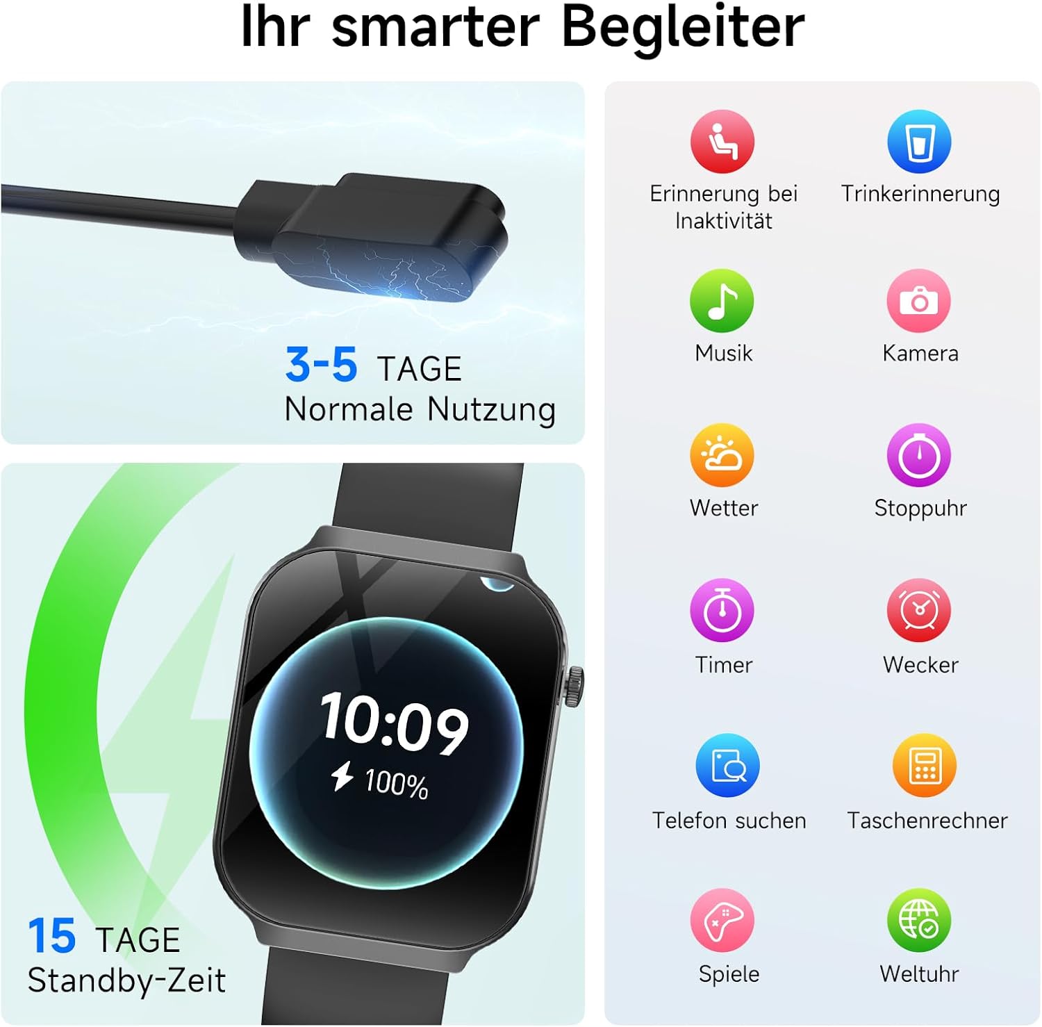 2026 Herren-Smartwatch mit EKG + HRV/BMI/Mikro-Gesundheitscheck/Blutdruck, 2,2-Zoll-Upgrade-Gesundheitsuhr mit 3D-gebogenem Display und 24-Stunden-Herzfrequenz-Schlafmonitor für Android/iOS – Bild 7