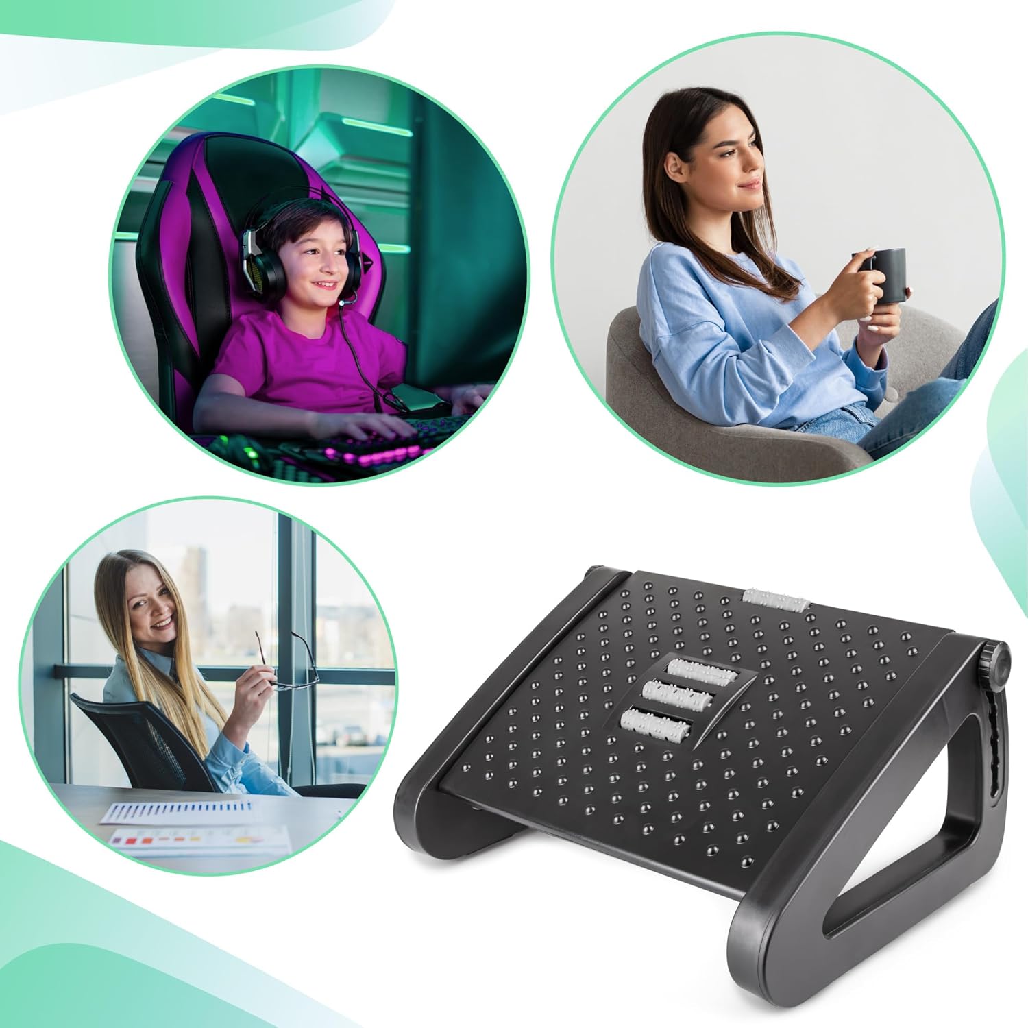 Ergonomischer Fußstützen-Schreibtisch mit Massage – höhenverstellbarer Fußstützen-Schreibtisch für Büro und Zuhause – Fußstütze – Fußstütze – Fußstütze – Bild 8