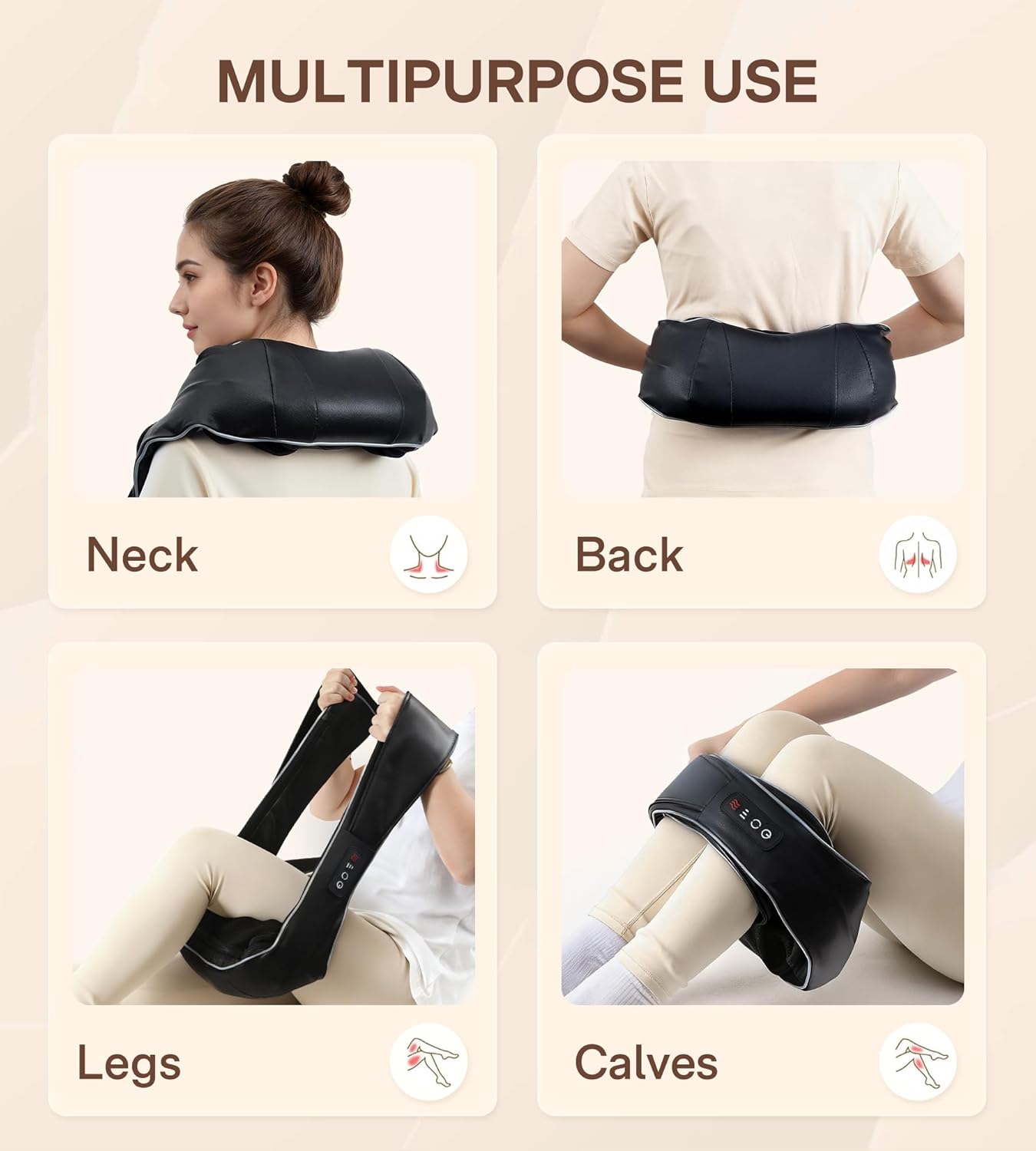 Nackenmassagegerät mit Wärme, Shiatsu-Schultermassagegerät für Nacken und Rücken, 3 Intensitäten, bidirektionale Rotation, Entspannungsgeschenke für Damen und Herren, Zuhause, Büro – Bild 7
