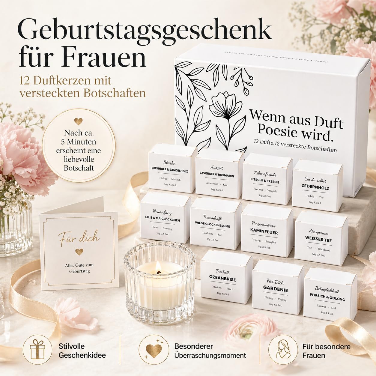 Duftkerzen-Geschenke für Frauen, 12 Stück, versteckte Botschaft erscheint beim Brennen, personalisierte Rituale-Idee, kleines, lustiges Geburtstagsgeschenk-Set für Freundin, Partner, Muttertagsgeschenk – Bild 7