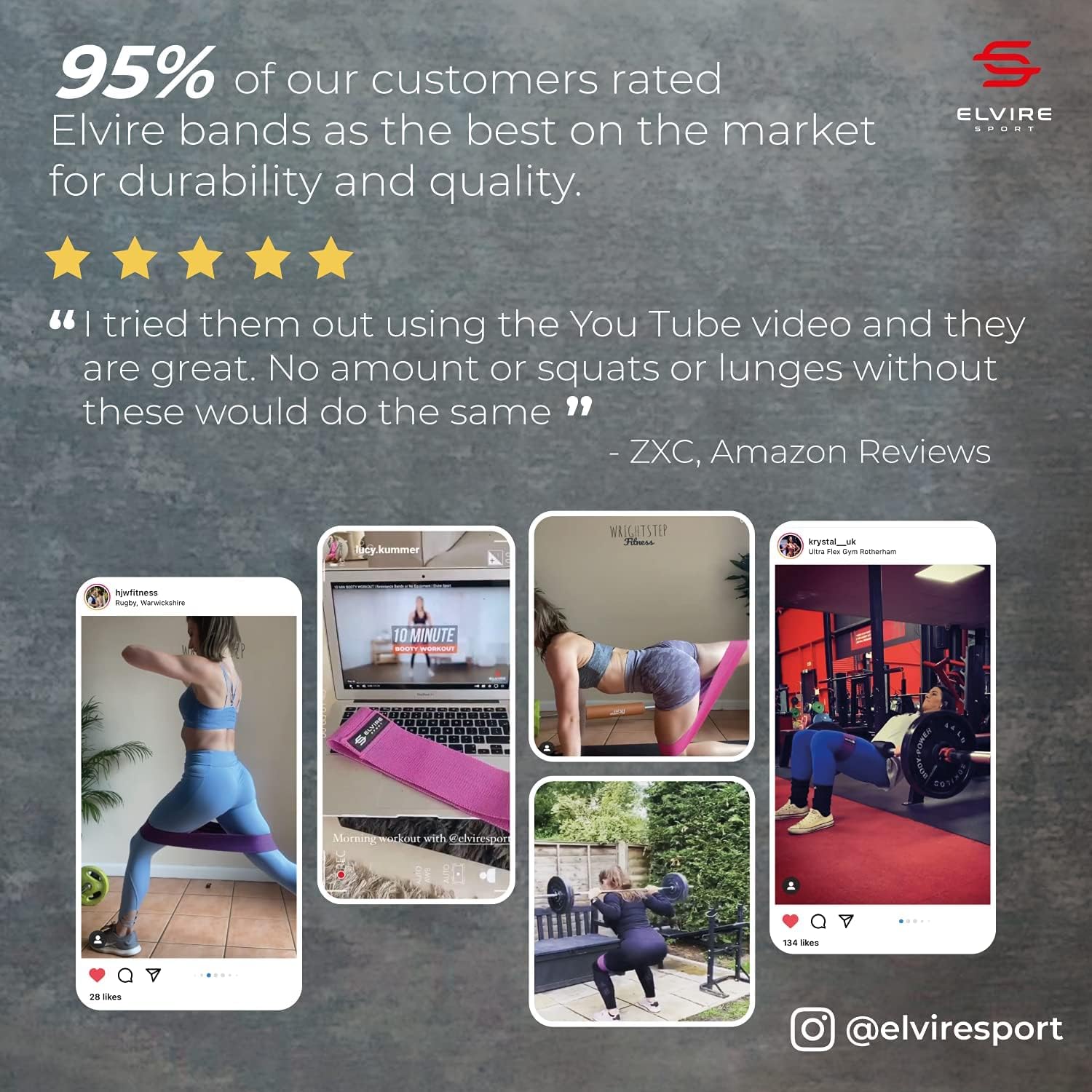 Elvire Sport Widerstandsbänder-Set (3er-Pack): Fitnessbänder/Widerstandsbänder für Hüfte, Gesäß und Beine, Widerstandsbänder für Yoga, Pilates, Crossfit, Physiotherapie, Männer und Frauen – Bild 6