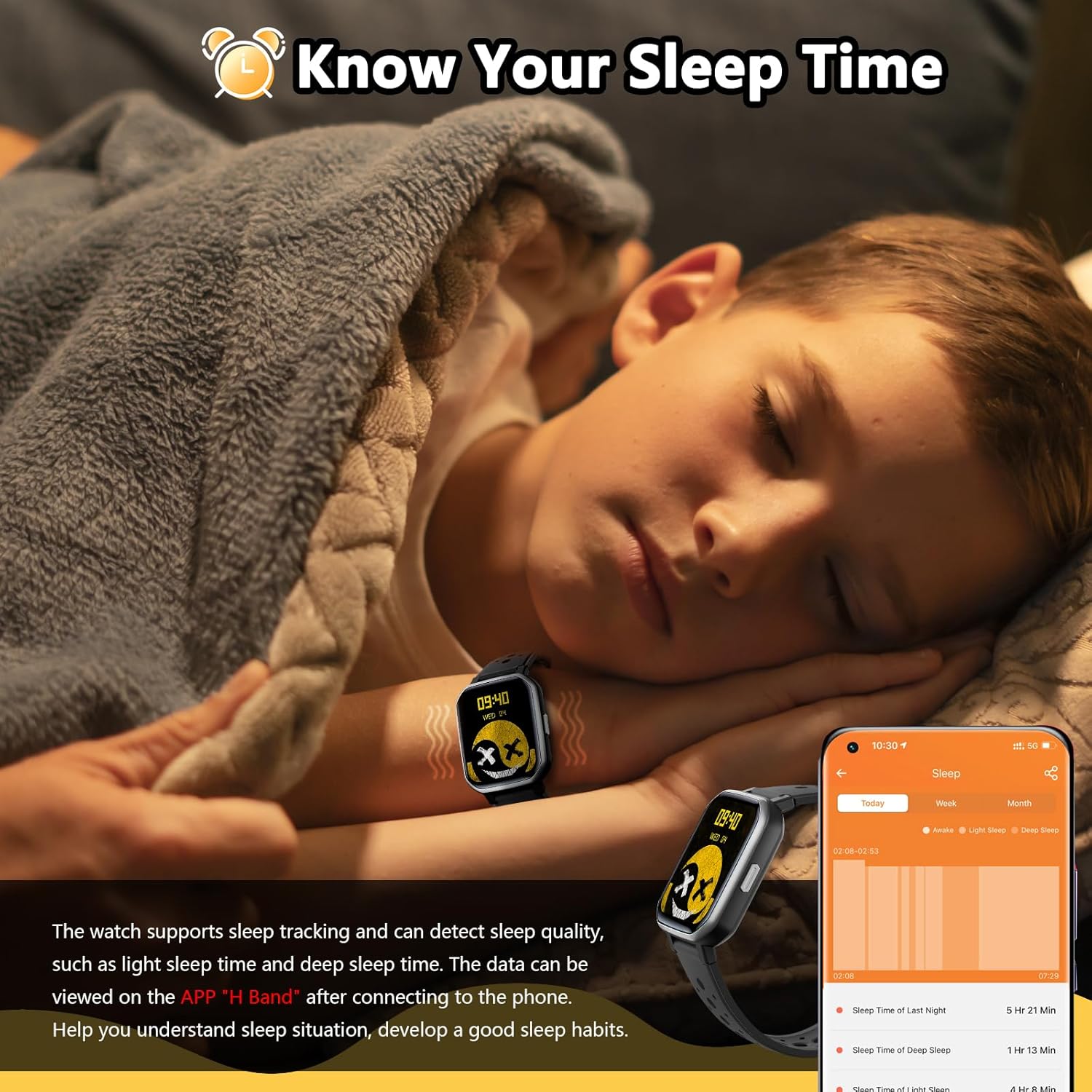 JOYELE Kinder-Smartwatch für Jungen und Mädchen, Fitness-Aktivitäts-Tracker-Uhr, IP68 wasserdicht, 19 Sportmodi, Herzfrequenz-Schlafmonitor, Schrittzähler, Kindergeschenke für Teenager – Bild 3
