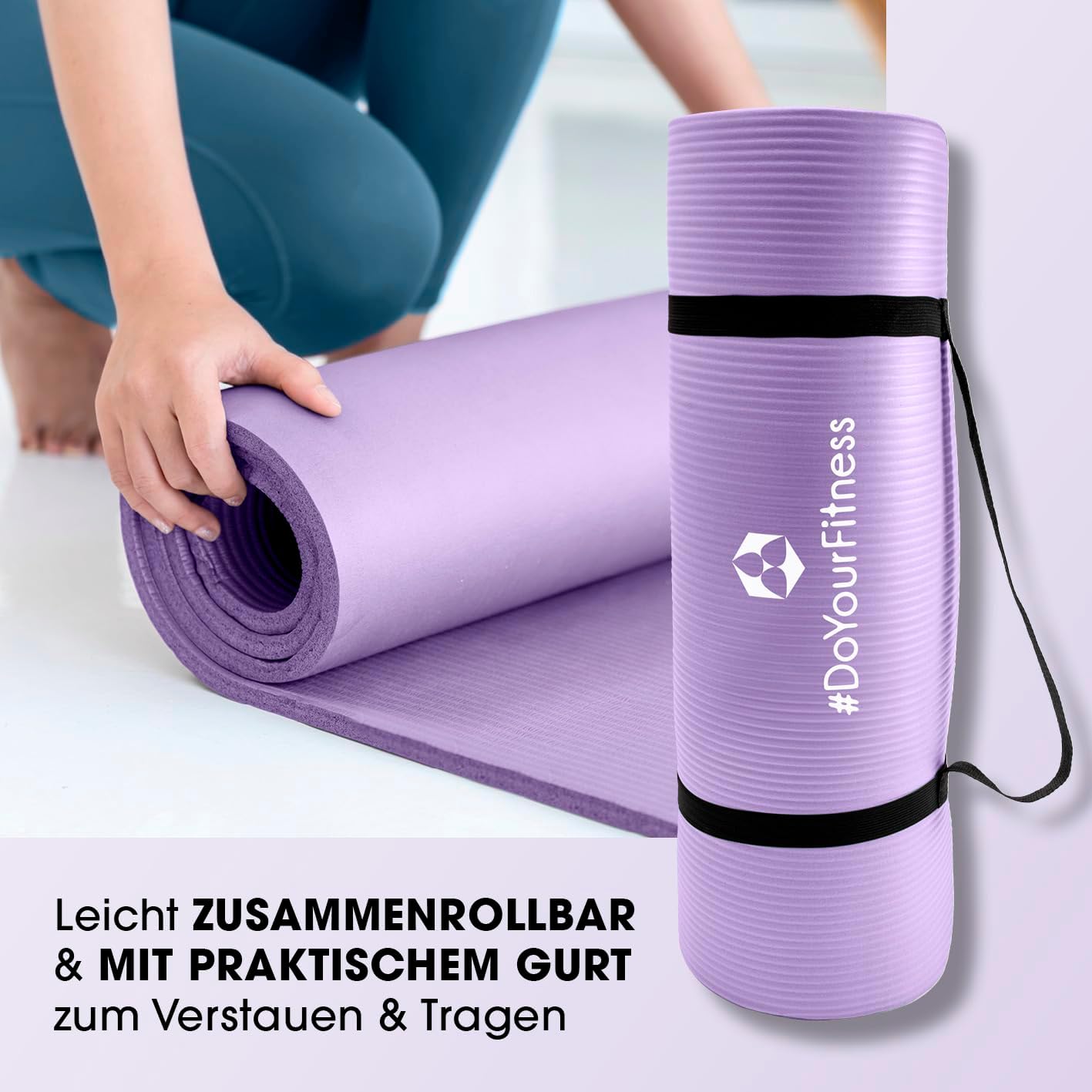 #DoYourFitness Yogamatte rutschfest. Für Anfänger und Fortgeschrittene. Dicke von 0,8 cm bis 2 cm. Gelenkschonende Gymnastikmatte. 183 cm x 61 cm oder XXL 190 cm x 100 cm (geeignet für drinnen/außen) – Bild 5