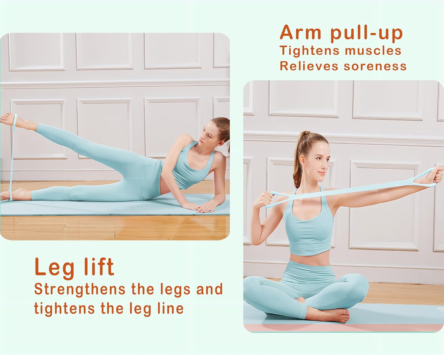 Widerstandsband für Arm-Rücken-Schulter-Übungen, elastisches Seil, Stretch-Fitnessband, Fuß-Bein-Handstrecker, Armtrainer für Yoga, Pilates, Stretching, Physiotherapie, Heim-Fitnessstudio (Rosa) – Bild 6