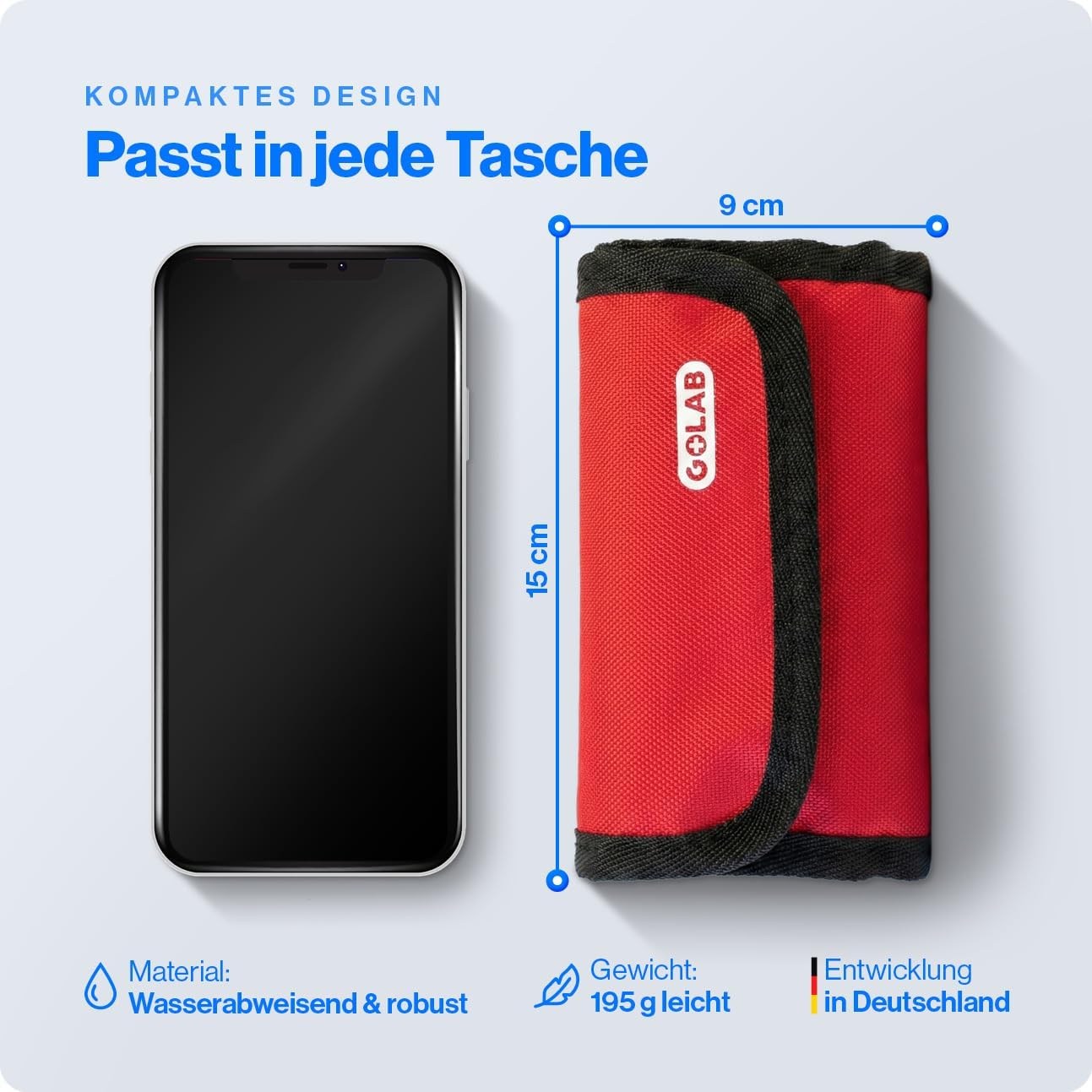 GoLab Mini Erste-Hilfe-Set mit 46 Teilen – Kompaktes Notfallset für Zuhause, Outdoor, Reisen, Camping & Sport – Erste-Hilfe-Ratgeber nach DGUV, geordnet in 3 Fächern 195 g, DIN-konforme Reiseapotheke – Bild 2