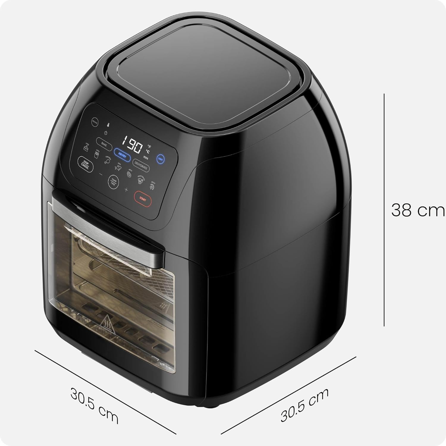 Chefman Multifunktionale digitale Heißluftfritteuse + Drehspieß, Dörrgerät, Konvektion, 17 Touchscreen-Voreinstellungen, XL 10L-Familiengröße, automatische Abschaltung, großes Sichtfenster, Schwarz – Bild 9