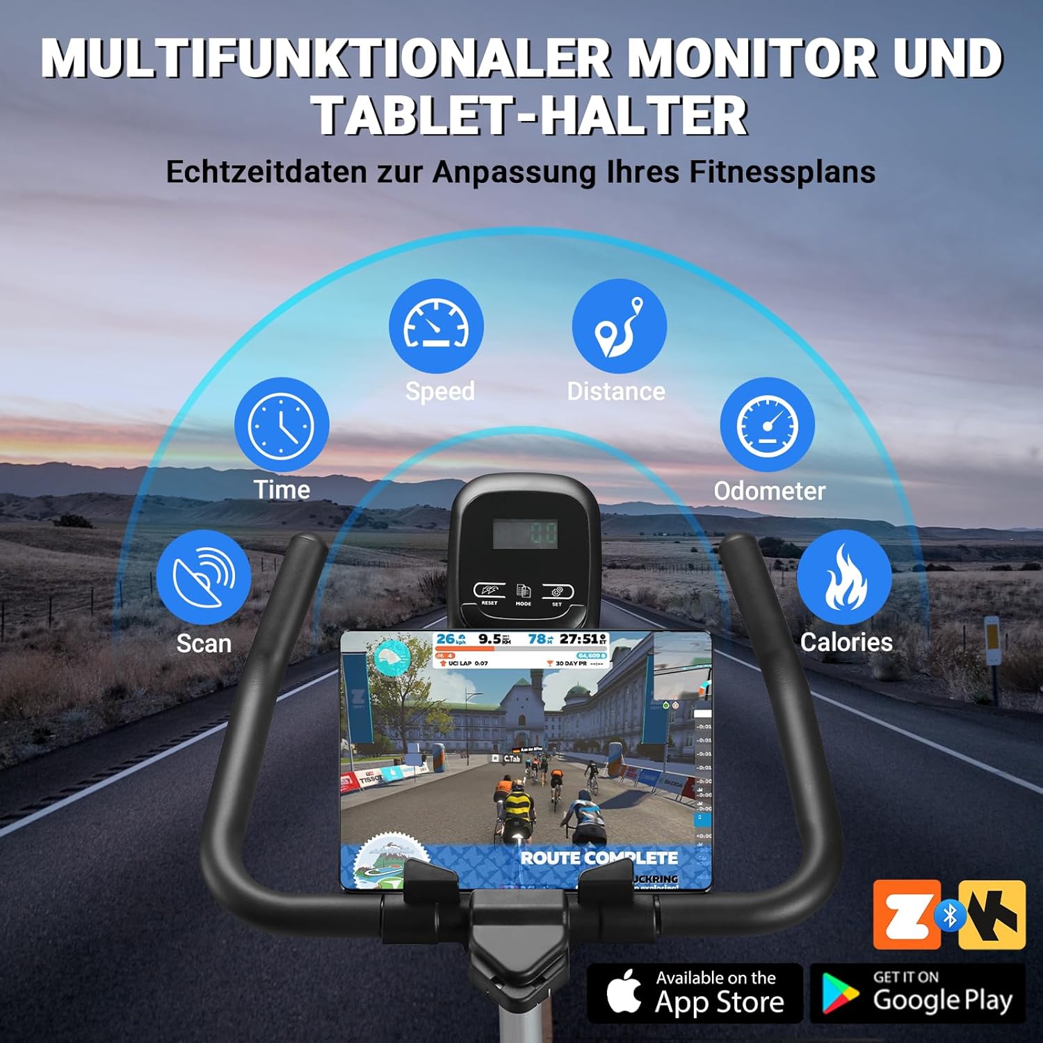(2026 Aktualisierte) Wenoker Heimtrainer Fahrrad mit magnetischem Widerstand, Indoor Spinning Bike mit App Hometrainer Fahrrad Kardio Training Fitnessbikes, Bis 160KG – Bild 4