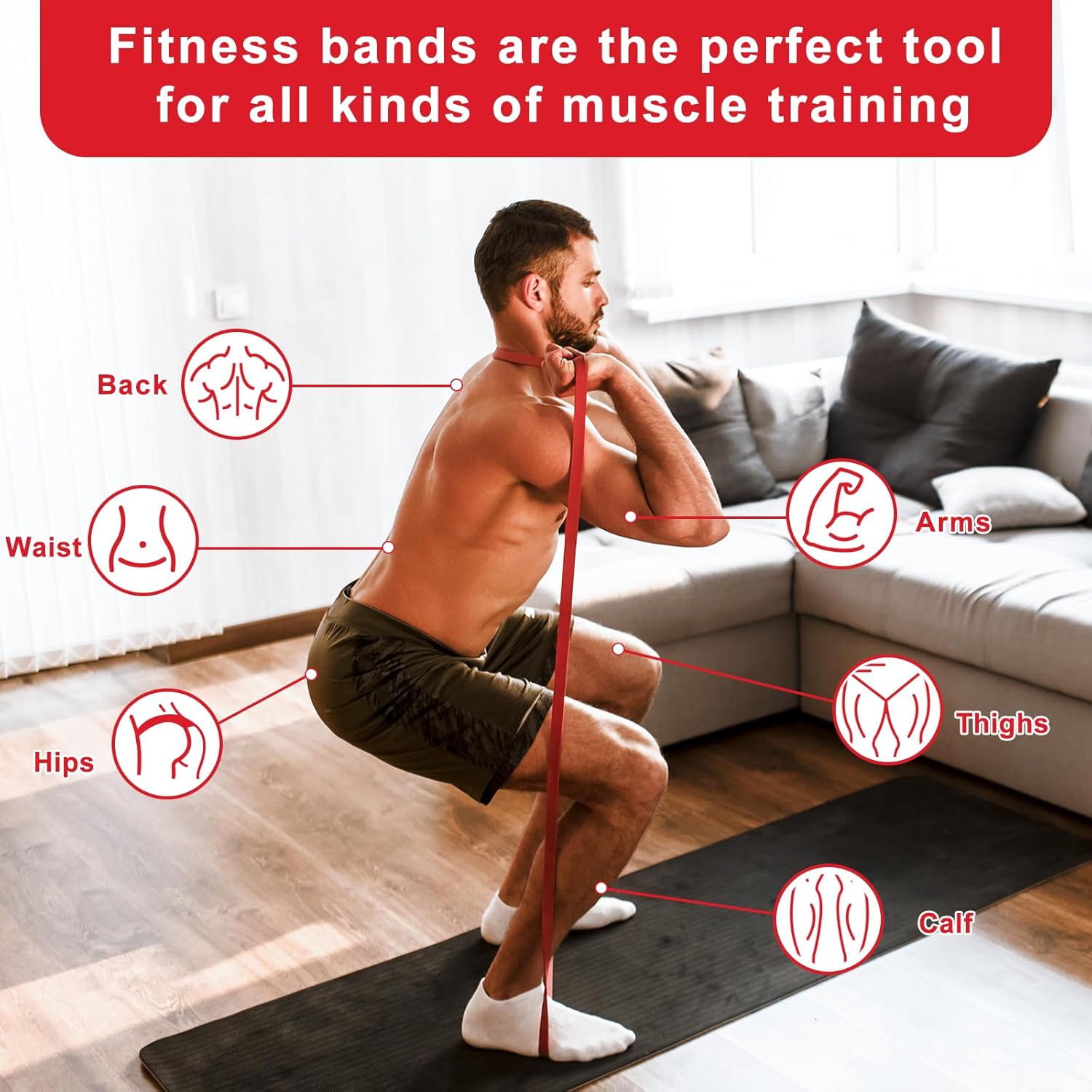 Widerstandsbänder, 100 % Latex-Widerstandsbänder, Fitnessbänder Trainingsbänder Widerstandsbänder Krafttraining für Muskelaufbau, Yoga, Pilates, Crossfit – Bild 3